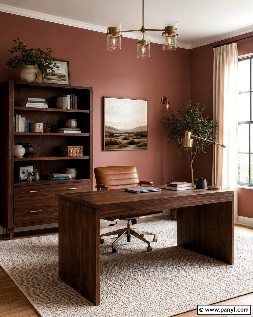 Dusty Rose Office With Walnut Furniture - 20 Dusty Rose Office Walls