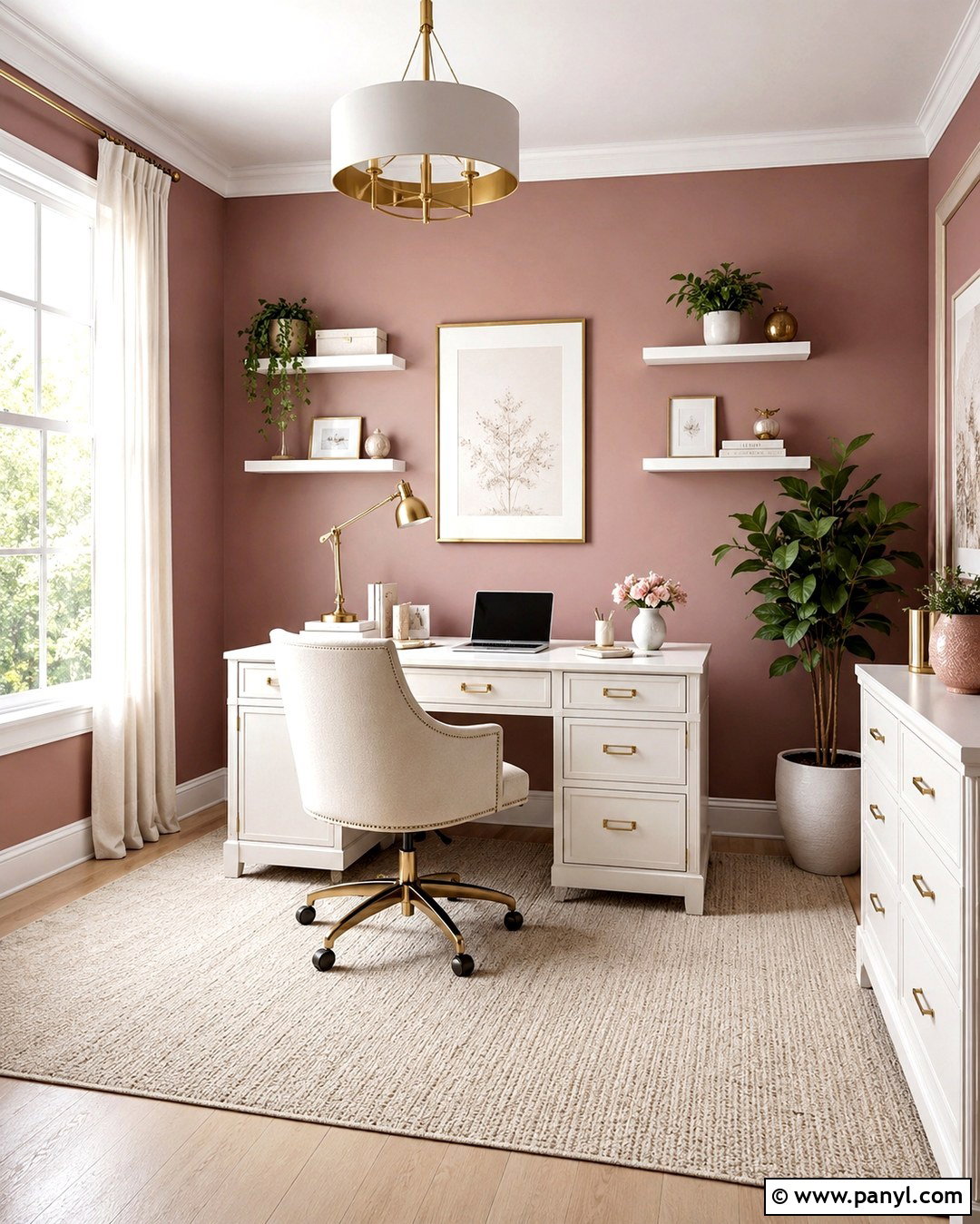 Dusty Rose Office With White Desk - 20 Dusty Rose Office Walls