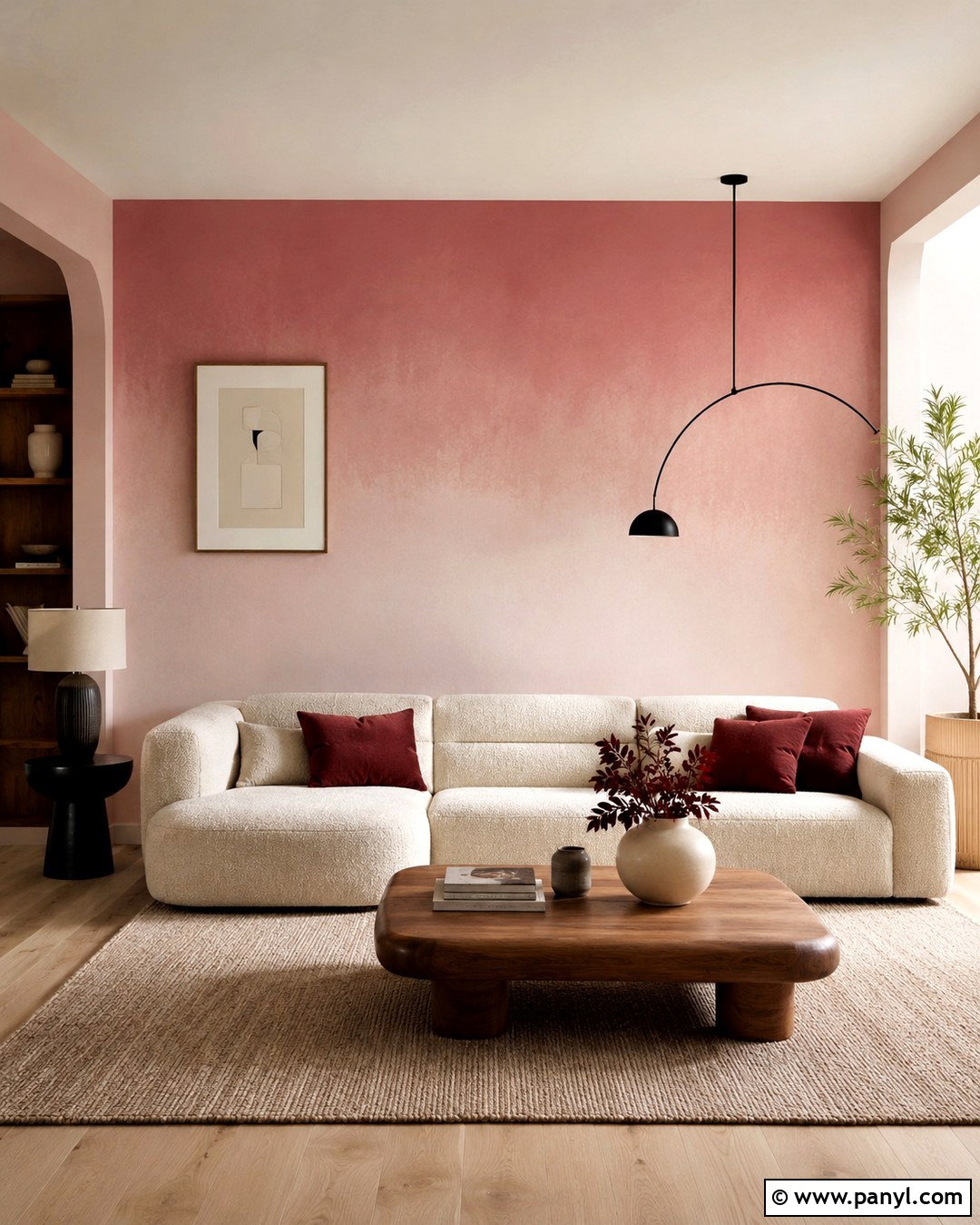 Dusty Rose Ombre Living Room Wall - 20 Ombre Pink Wall Ideas