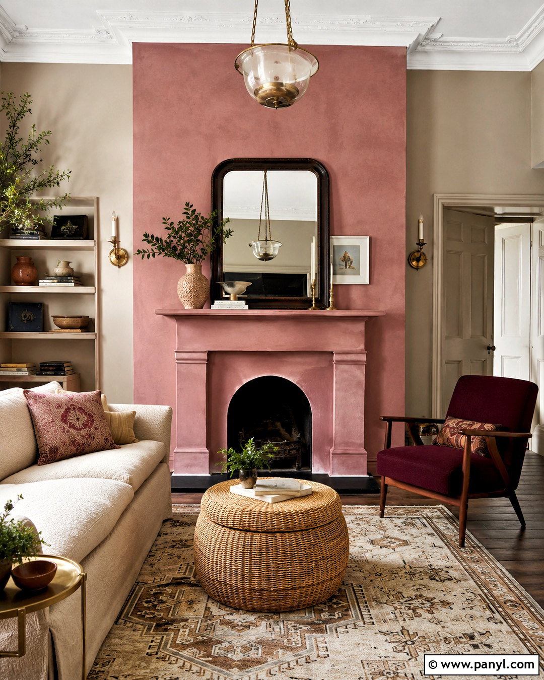 Dusty Rose Painted Fireplace - 20 colored fireplace painted ideas