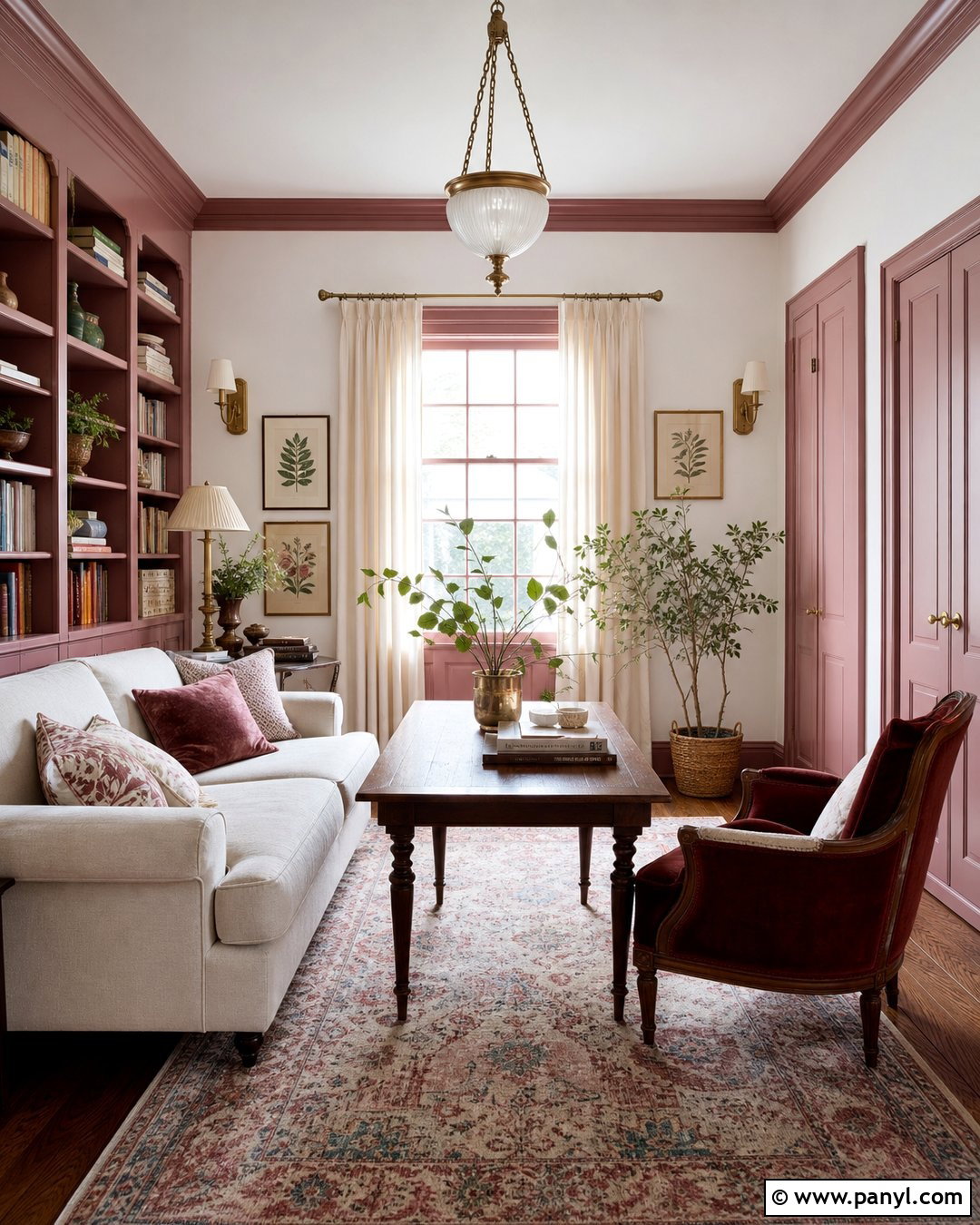 Dusty Rose Painted Trim With White Walls - 30 painted trim white walls