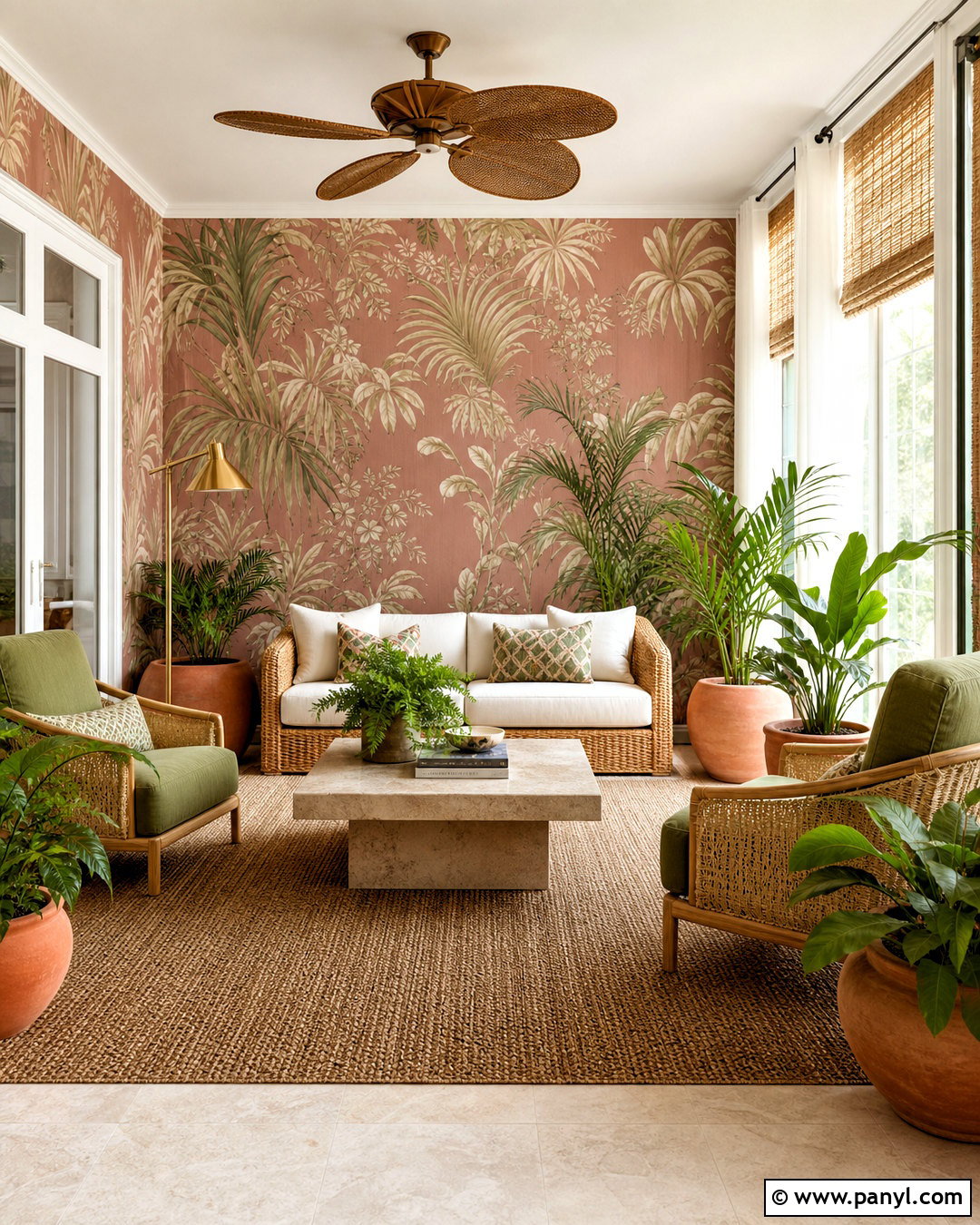 Dusty Rose Palm Wallpaper Sunroom - 20 dusty rose wallpaper ideas