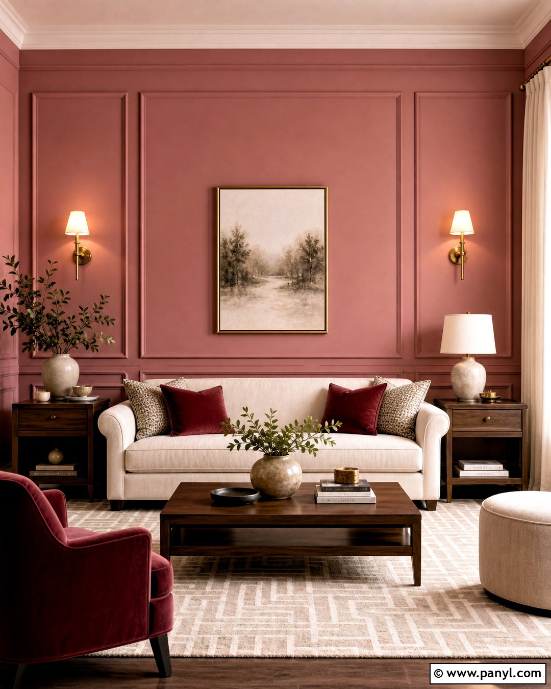 Dusty Rose Paneled Wall - 20 pink feature wall ideas
