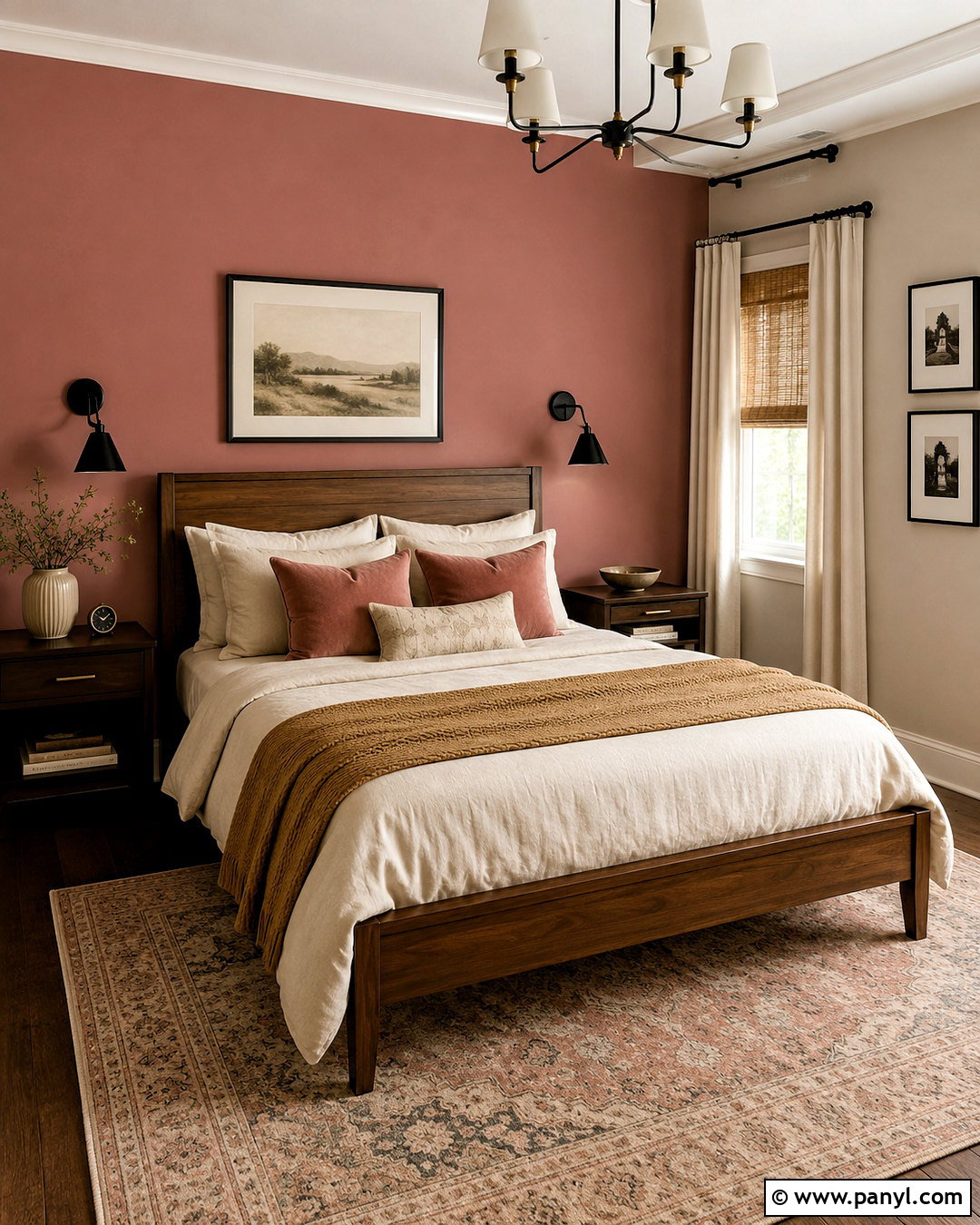 Dusty Rose Pink Feature Wall - 20 pink feature wall bedroom ideas