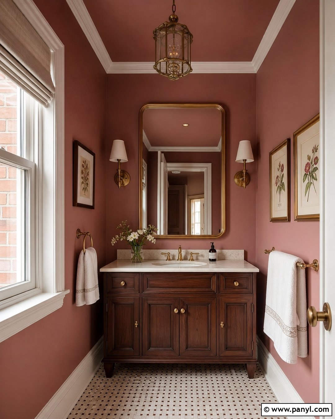 Dusty Rose Powder Room With Brass - 25 Dusty Rose Wall Color Ideas
