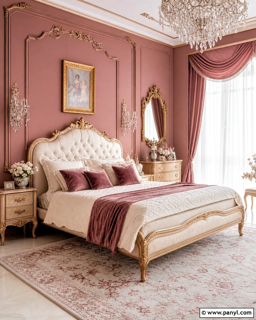 Dusty Rose Rococo Paint Wall - 20 royal paint wall design ideas