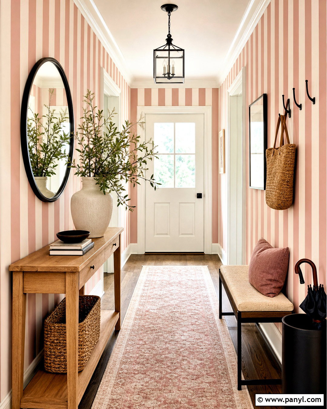 Dusty Rose Striped Wallpaper Entryway - 20 dusty rose wallpaper ideas