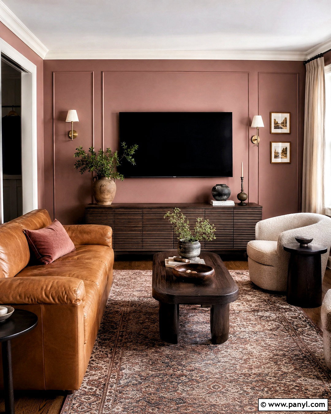 Dusty Rose TV Wall - 35 tv wall color ideas