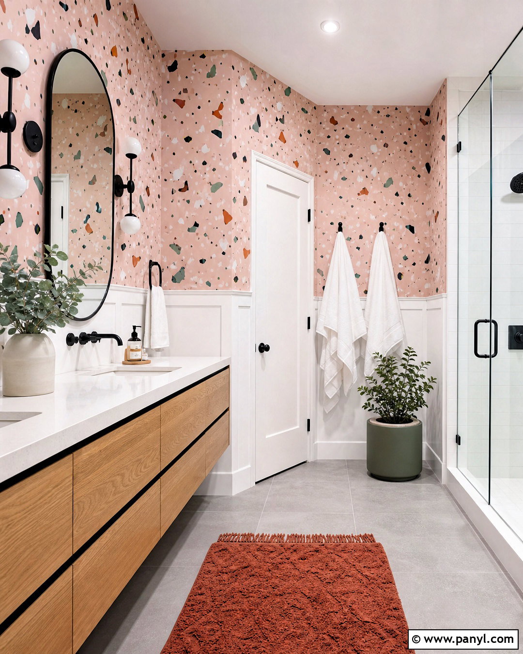 Dusty Rose Terrazzo Wallpaper Bathroom - 20 dusty rose wallpaper ideas