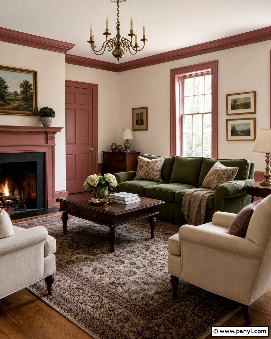 Dusty Rose Trim With White Walls - 25 White Wall Colored Trim Ideas