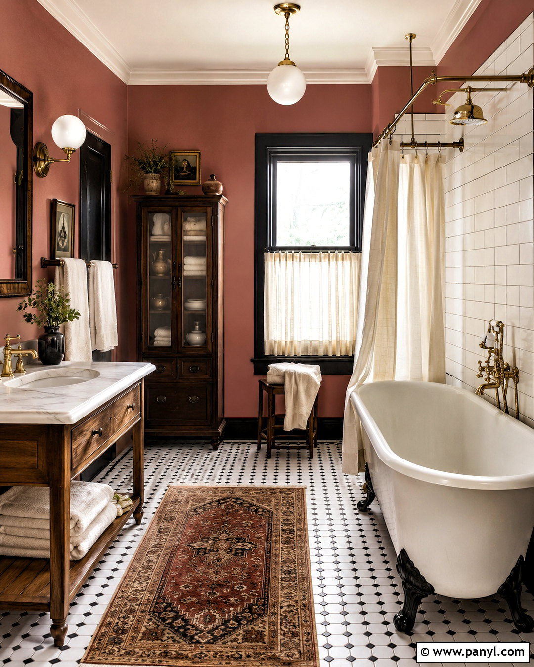 Dusty Rose Wall Color - 20 Wall Color With Black And White Tile Ideas