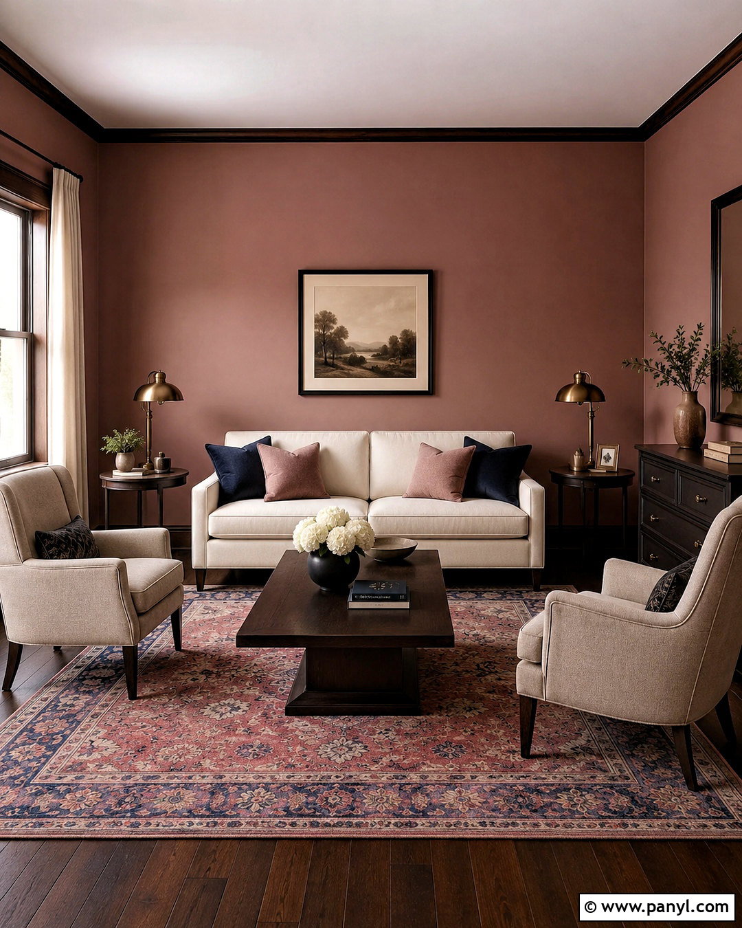 Dusty Rose Walls With Dark Wood - 20 Wall Colors To Match Dark Wood Ideas