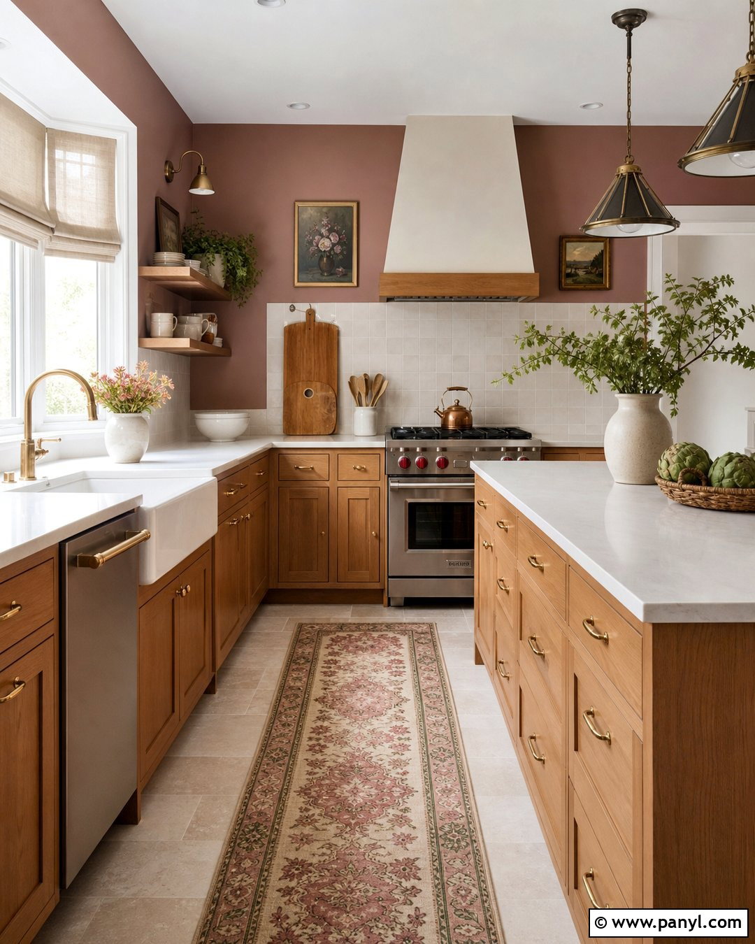Dusty Rose Walls With Honey Oak Cabinets - 35 honey oak kitchen cabinets wall color ideas