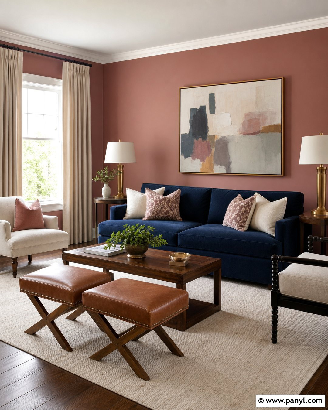 Dusty Rose Walls With Navy Blue Furniture - 35 Dusty Rose Wall Paint Ideas