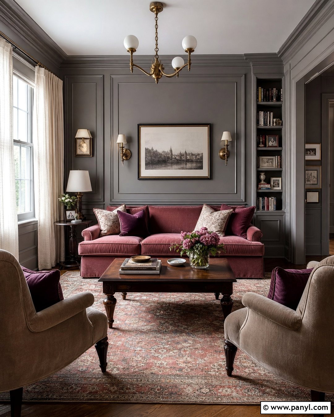 Dusty Rose With Gray Walls - 35 Accent Colors With Gray Walls