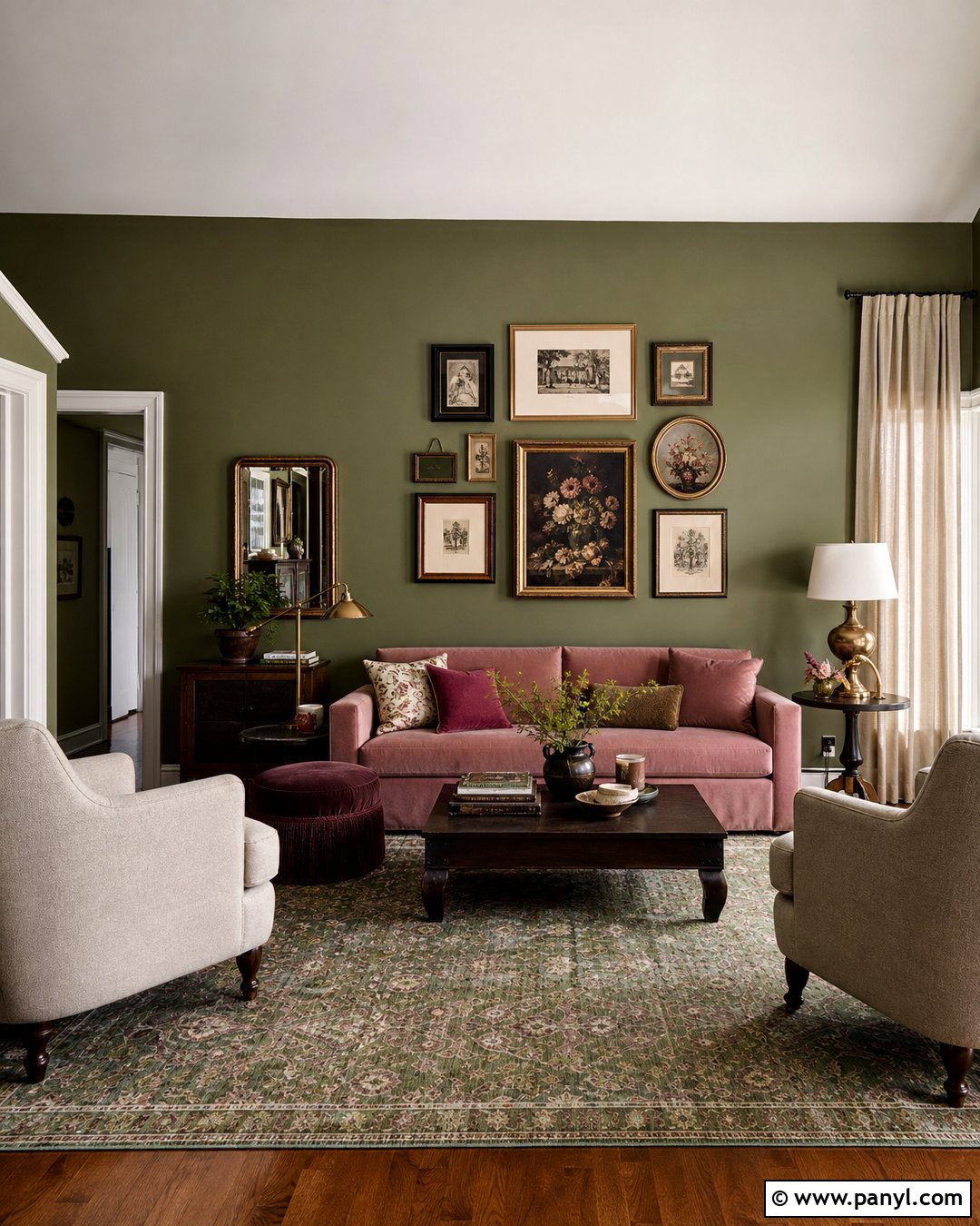 Dusty Rose With Olive Green Walls - 20 Colors That Go With Olive Green Walls