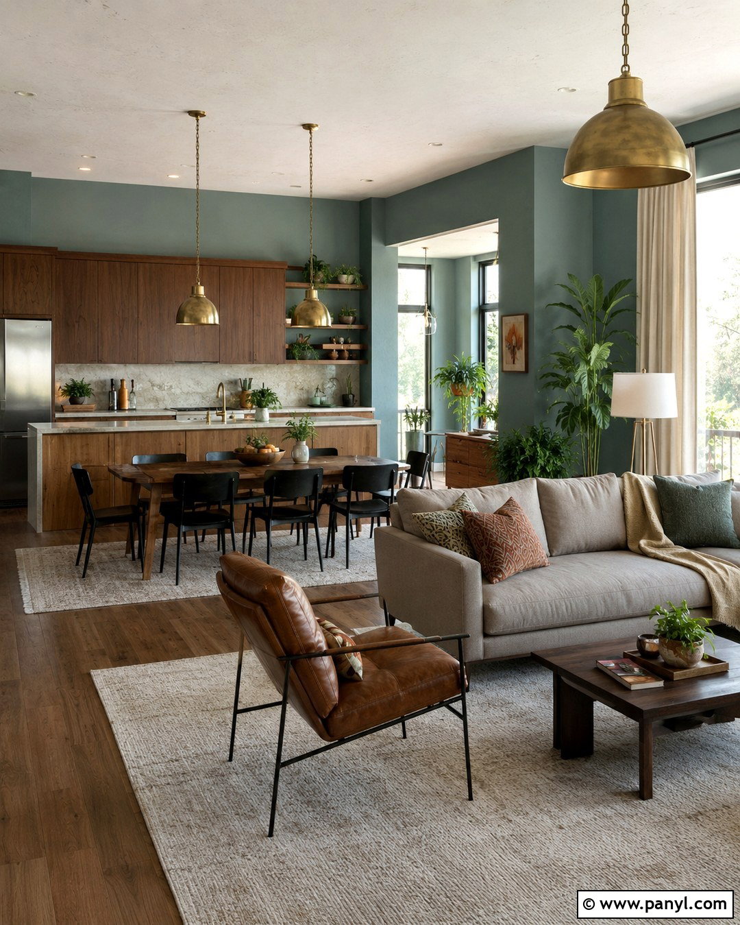 Dusty Teal Open Plan Walls - 20 Open Plan Wall Colour Ideas