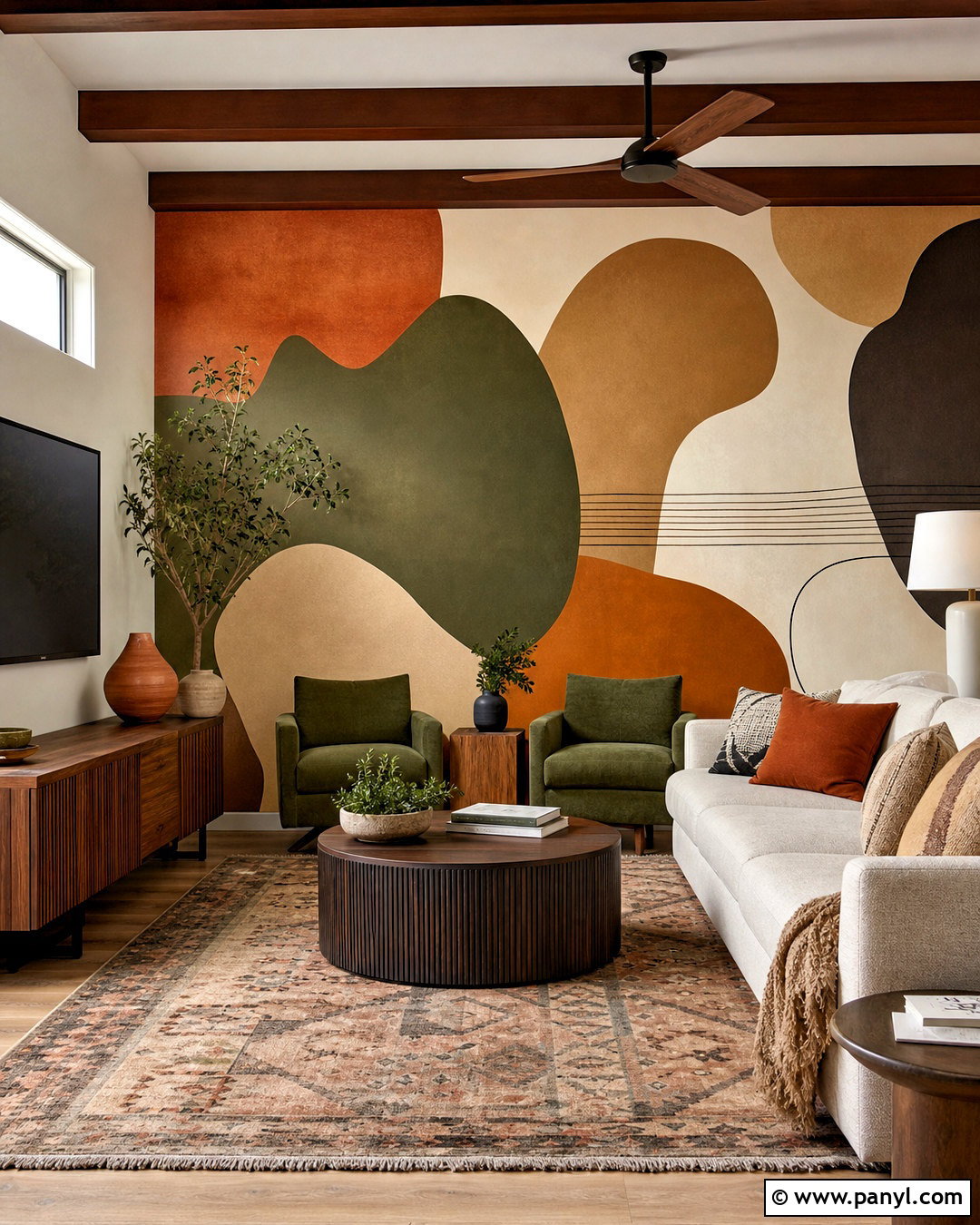Earth Tone Abstract Accent Wall - 20 abstract accent wall ideas