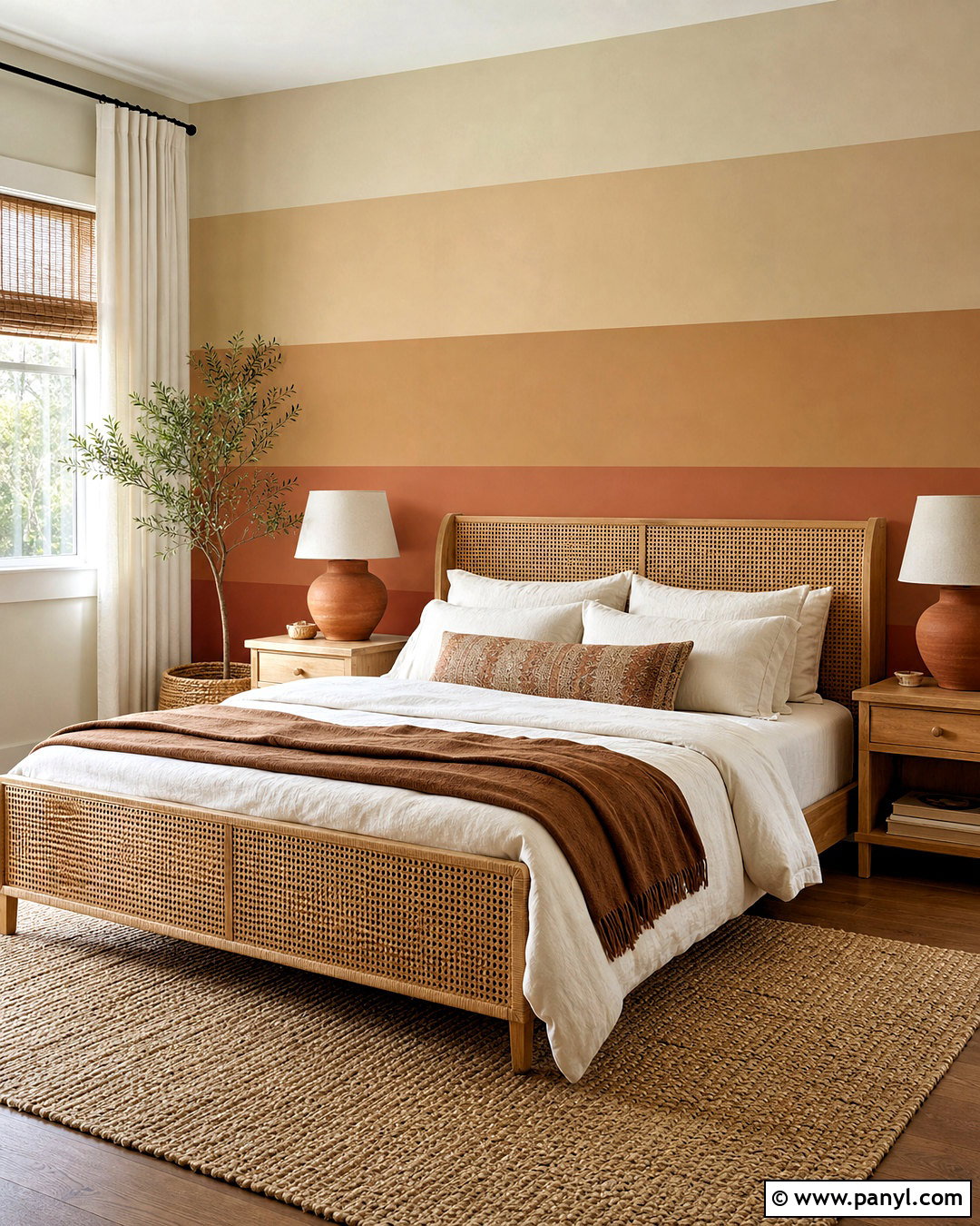 Earth-Tone Horizontal Stripes - 20 stripe paint ideas for walls