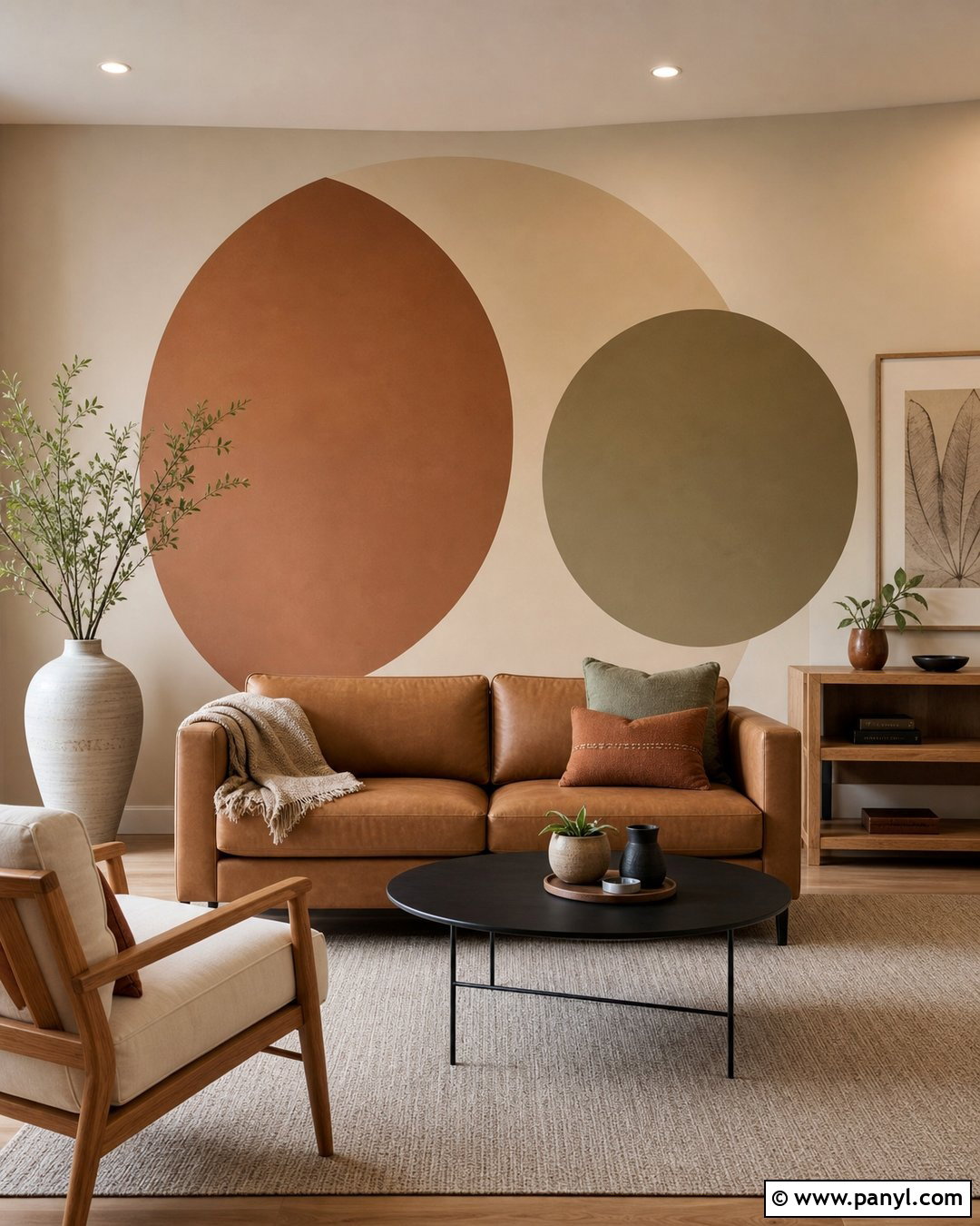 Earth Tone Round Accent Wall - 20 Round Accent Wall Paint Ideas