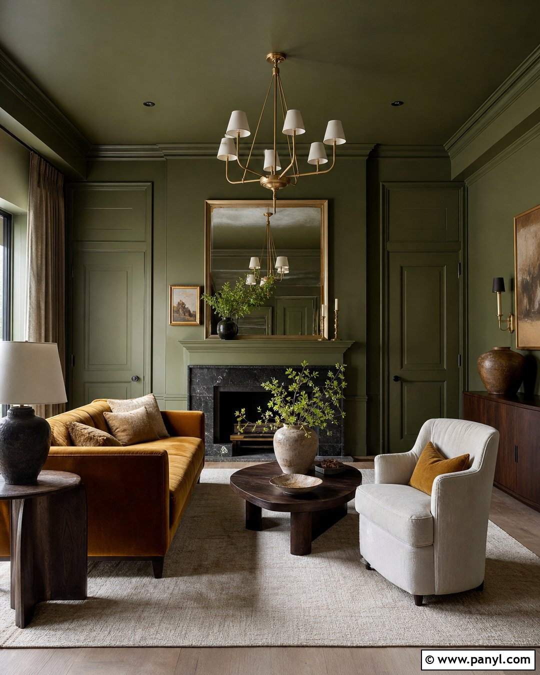 Earthy Green Color-Drenched Room - 20 Earthy Green Walls