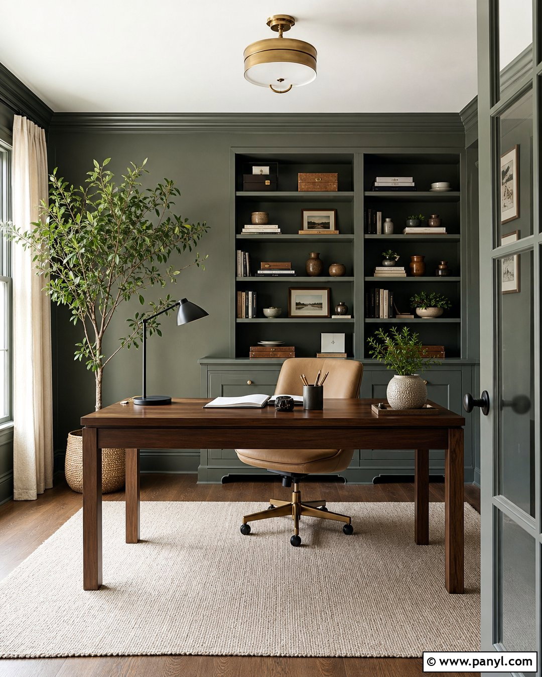 Earthy Green Home Office Walls - 20 Earthy Green Walls