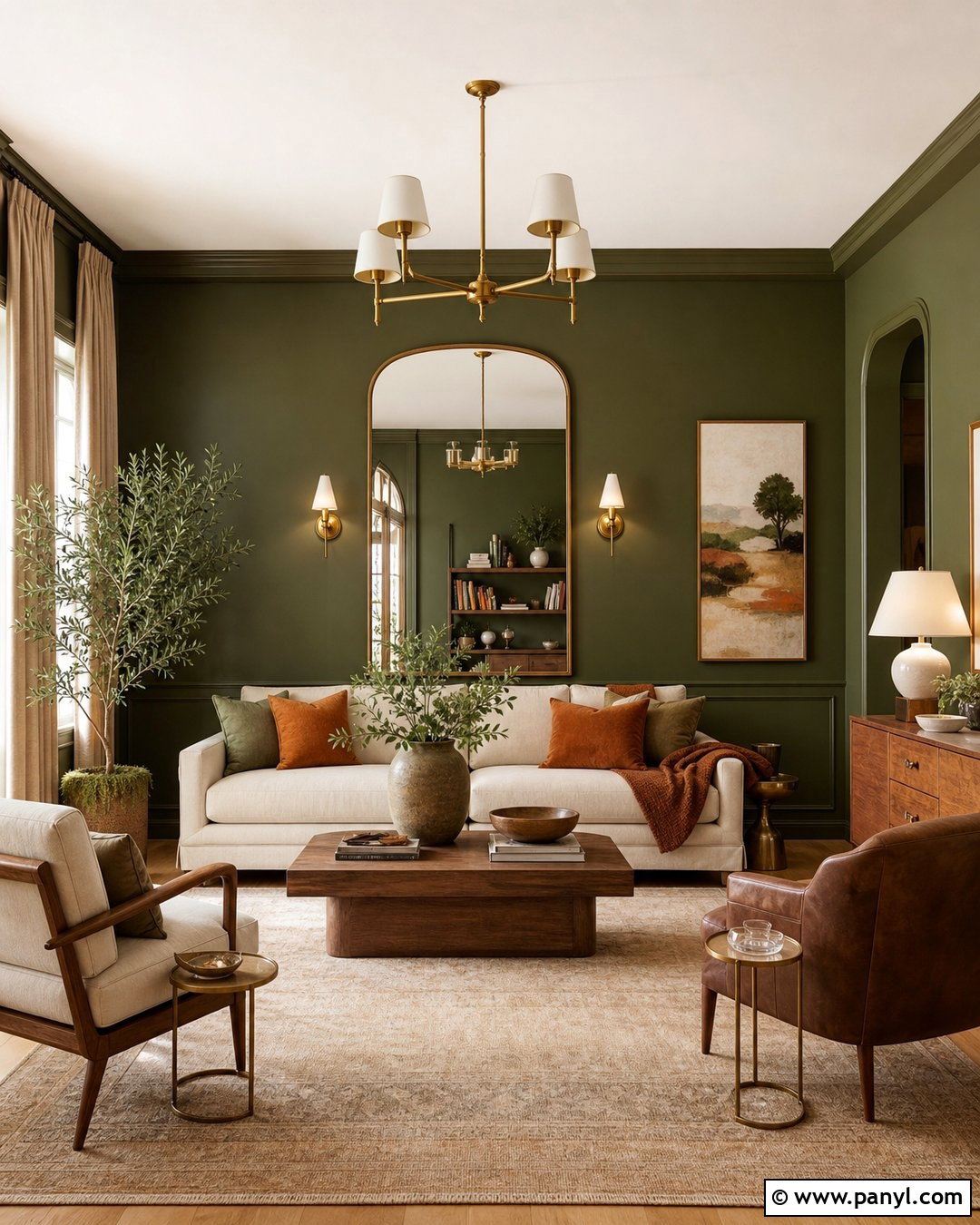Earthy Green Walls In A Dark Room - 20 Earthy Green Walls
