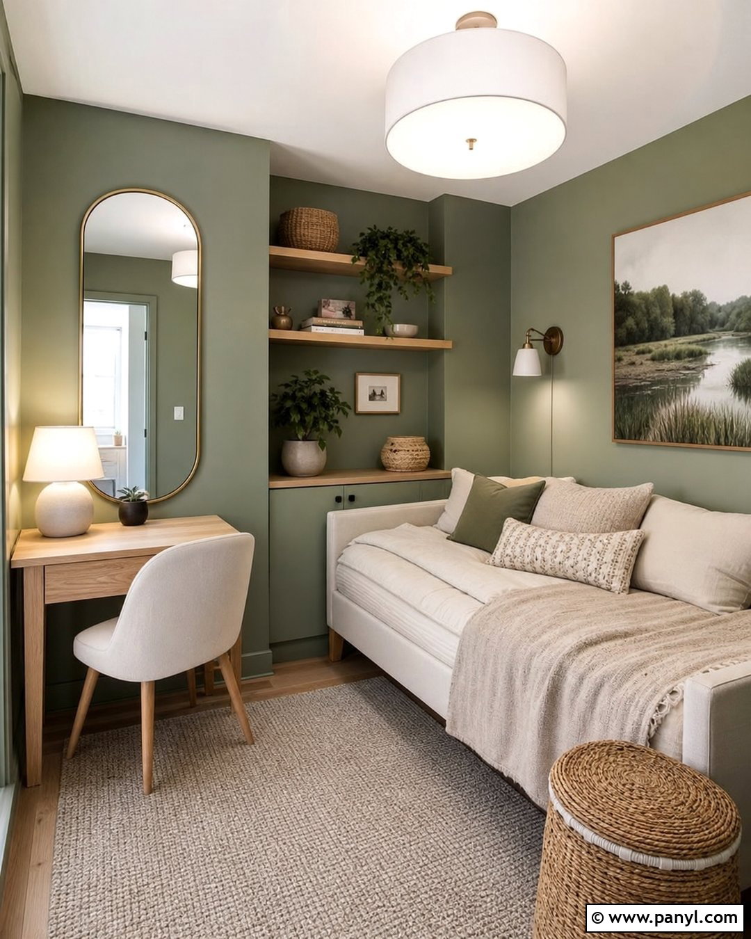 Earthy Green Walls In A Small Room - 20 Earthy Green Walls