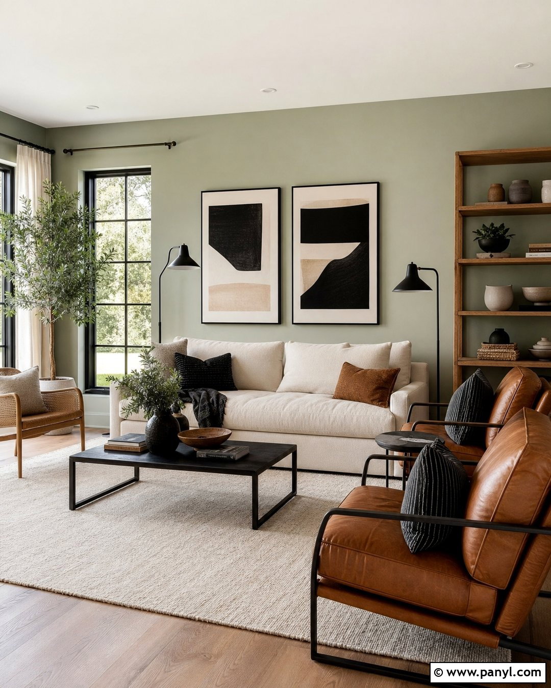 Earthy Green Walls With Black Accents - 20 Earthy Green Walls