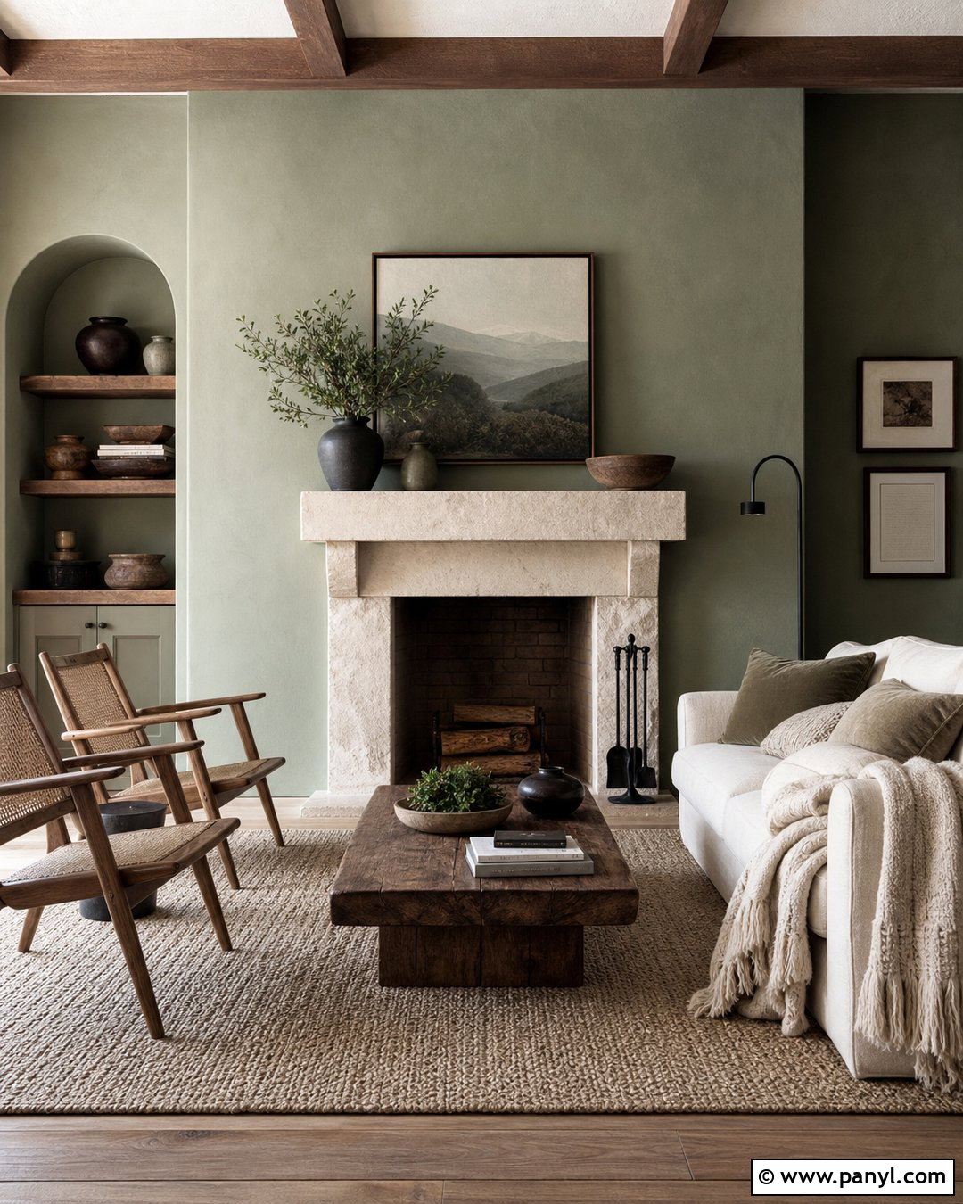 Earthy Green Walls With Natural Stone - 20 Earthy Green Walls