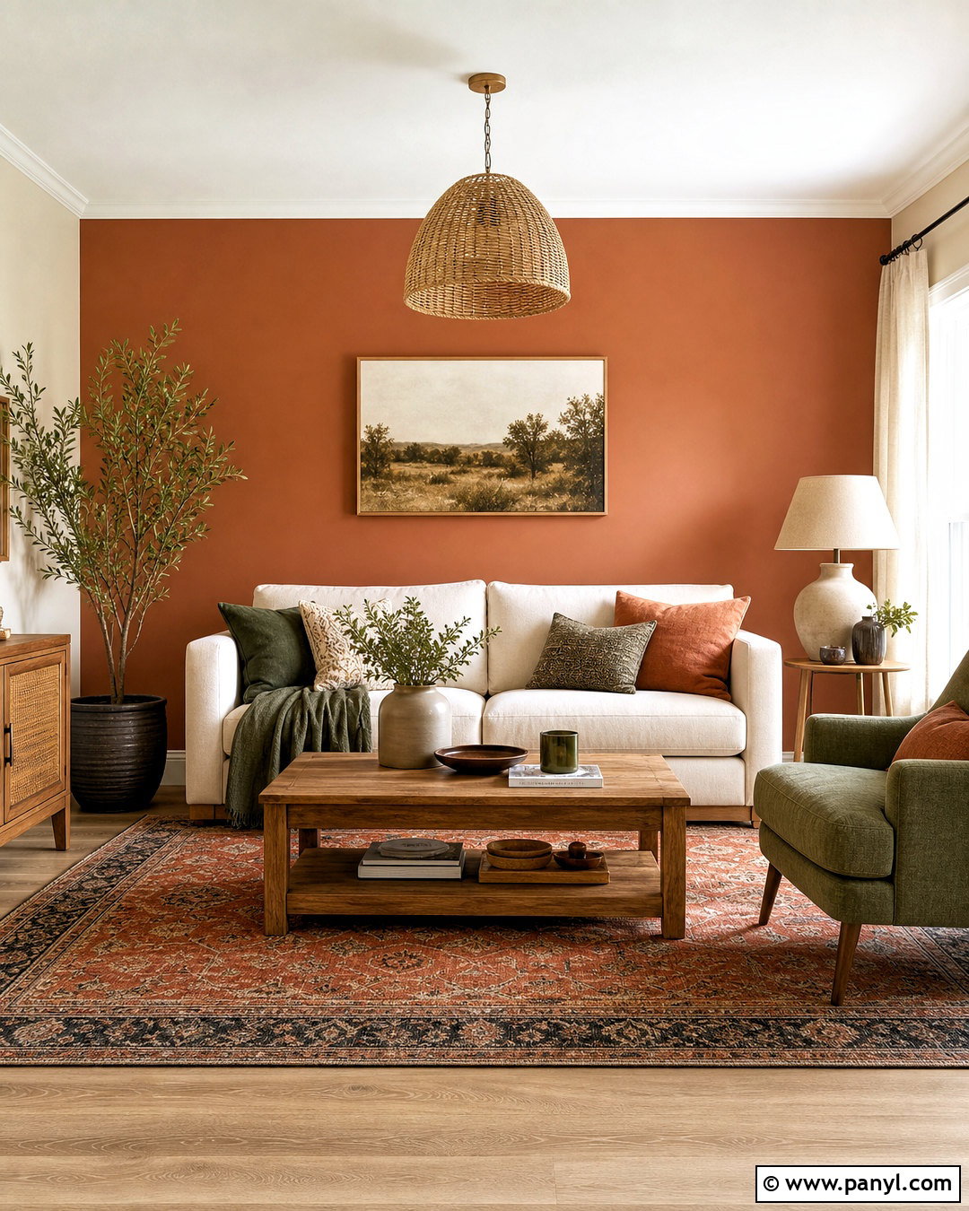 Earthy Living Room With Accent Wall - 20 warm earthy living room ideas