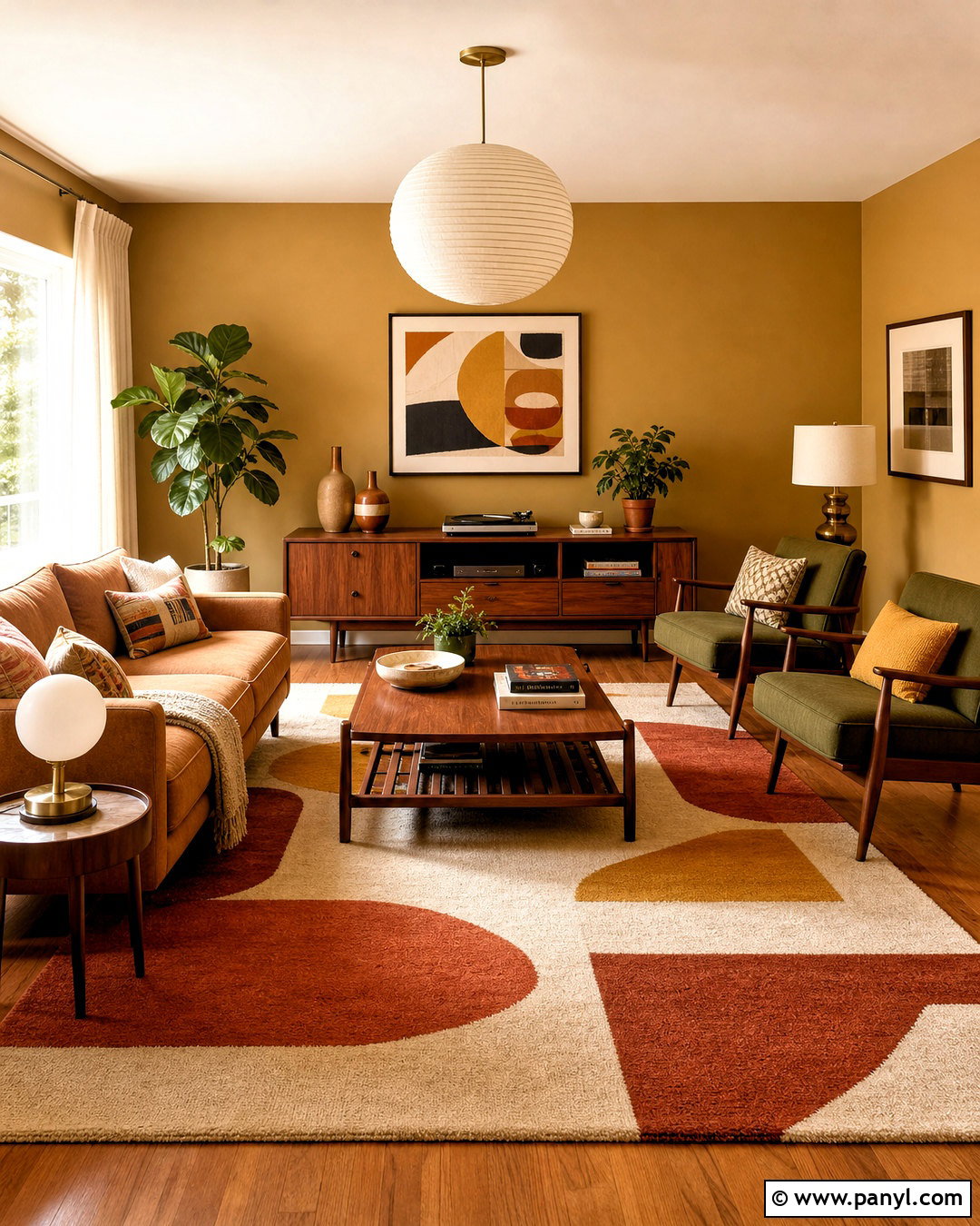 Earthy Midcentury Living Room - 20 warm earthy living room ideas