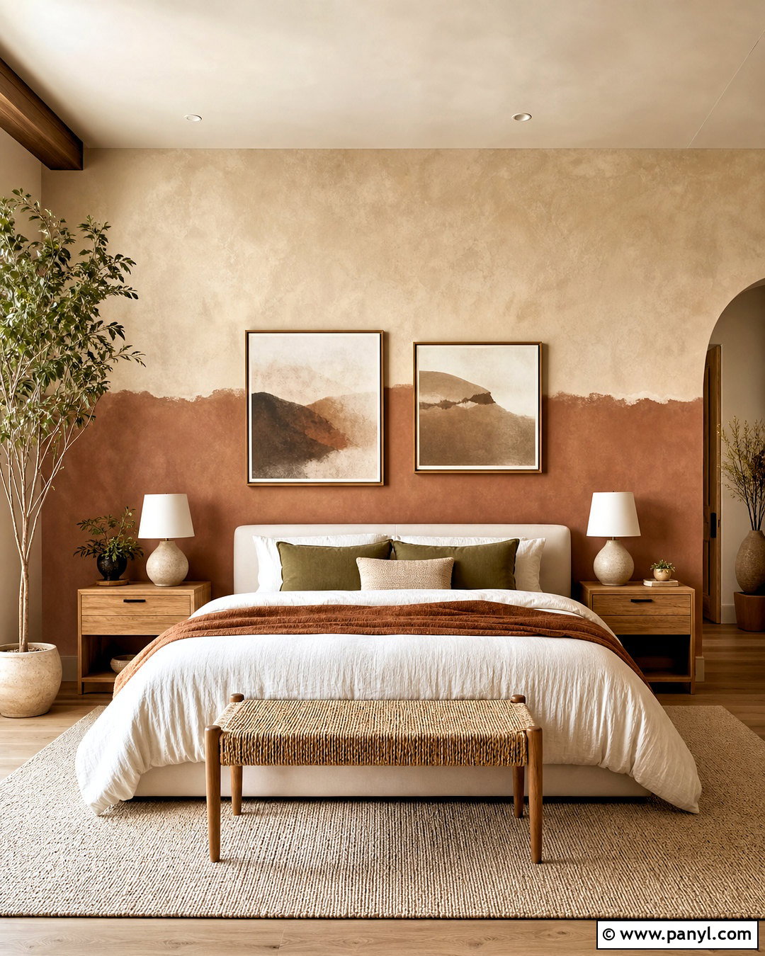 Earthy Two Tone Plaster Texture Wall - 20 bedroom texture paint wall ideas