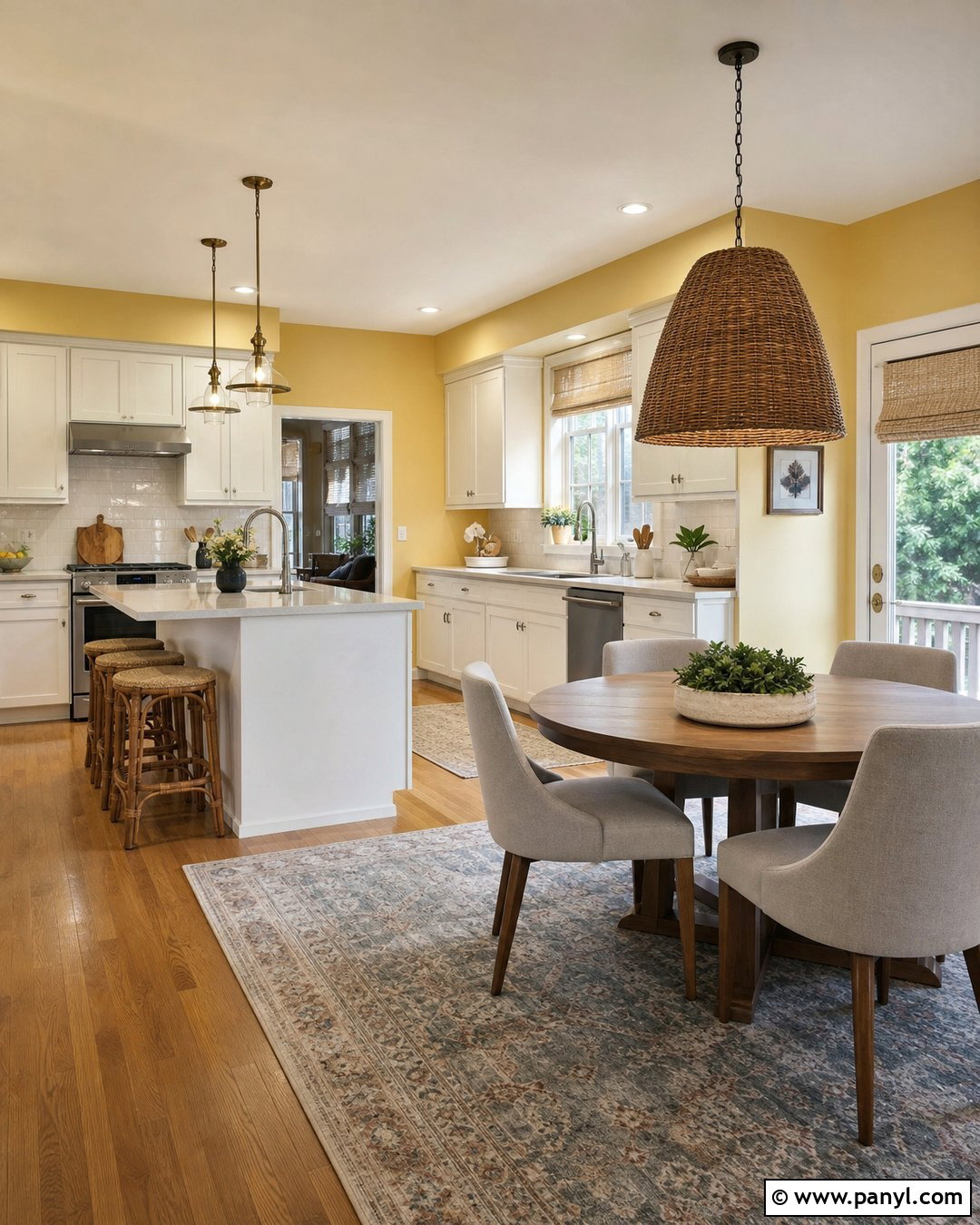 Eat-In Kitchen With Yellow Walls - 45 Yellow Kitchen Walls