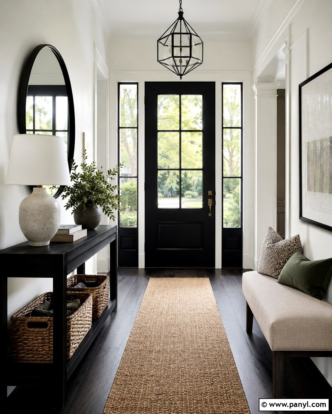 Ebony Wood And Crisp White Walls - 20 Wood And Wall Color Combination Ideas