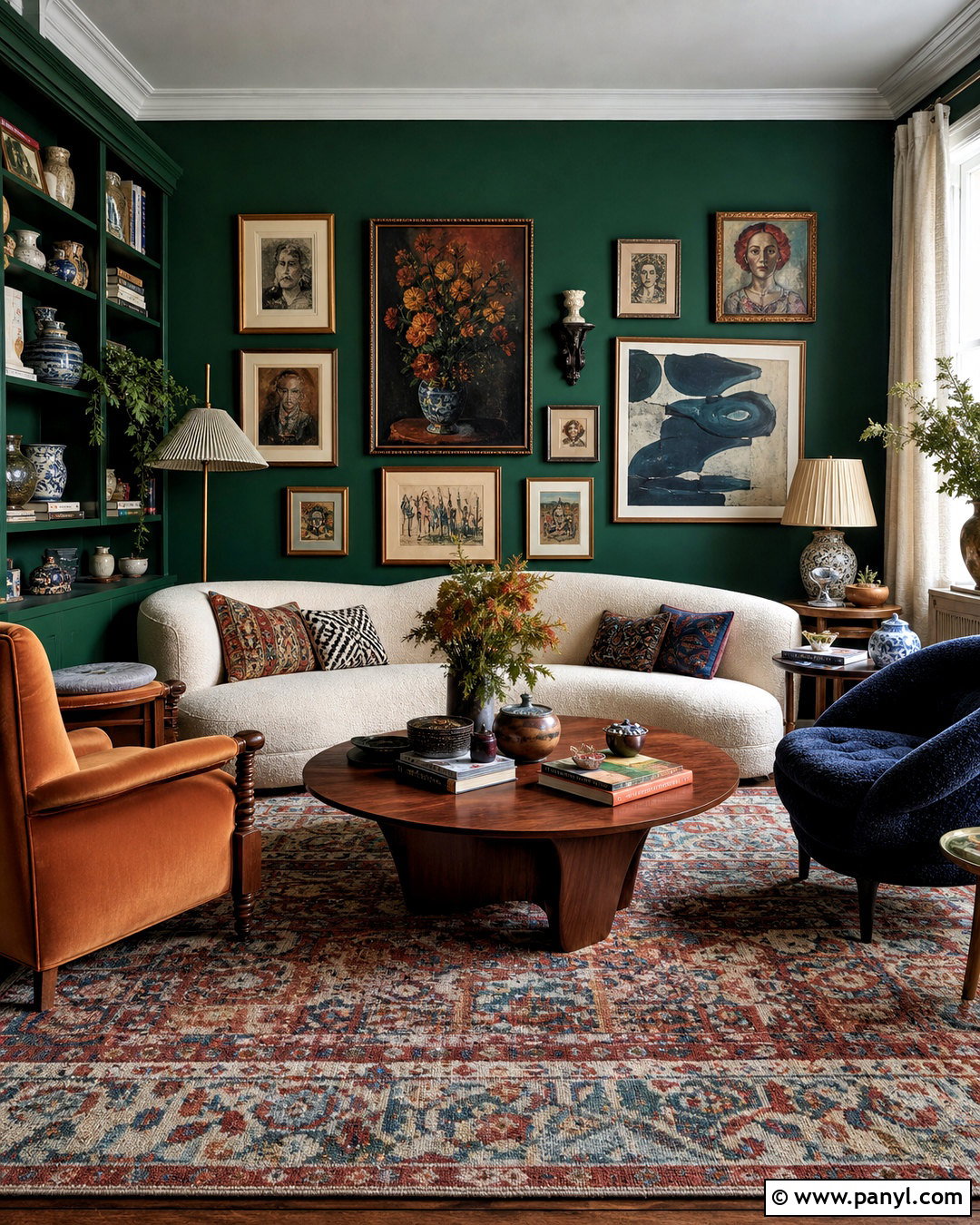 Eclectic Emerald Green Living Room - 20 emerald green living room ideas