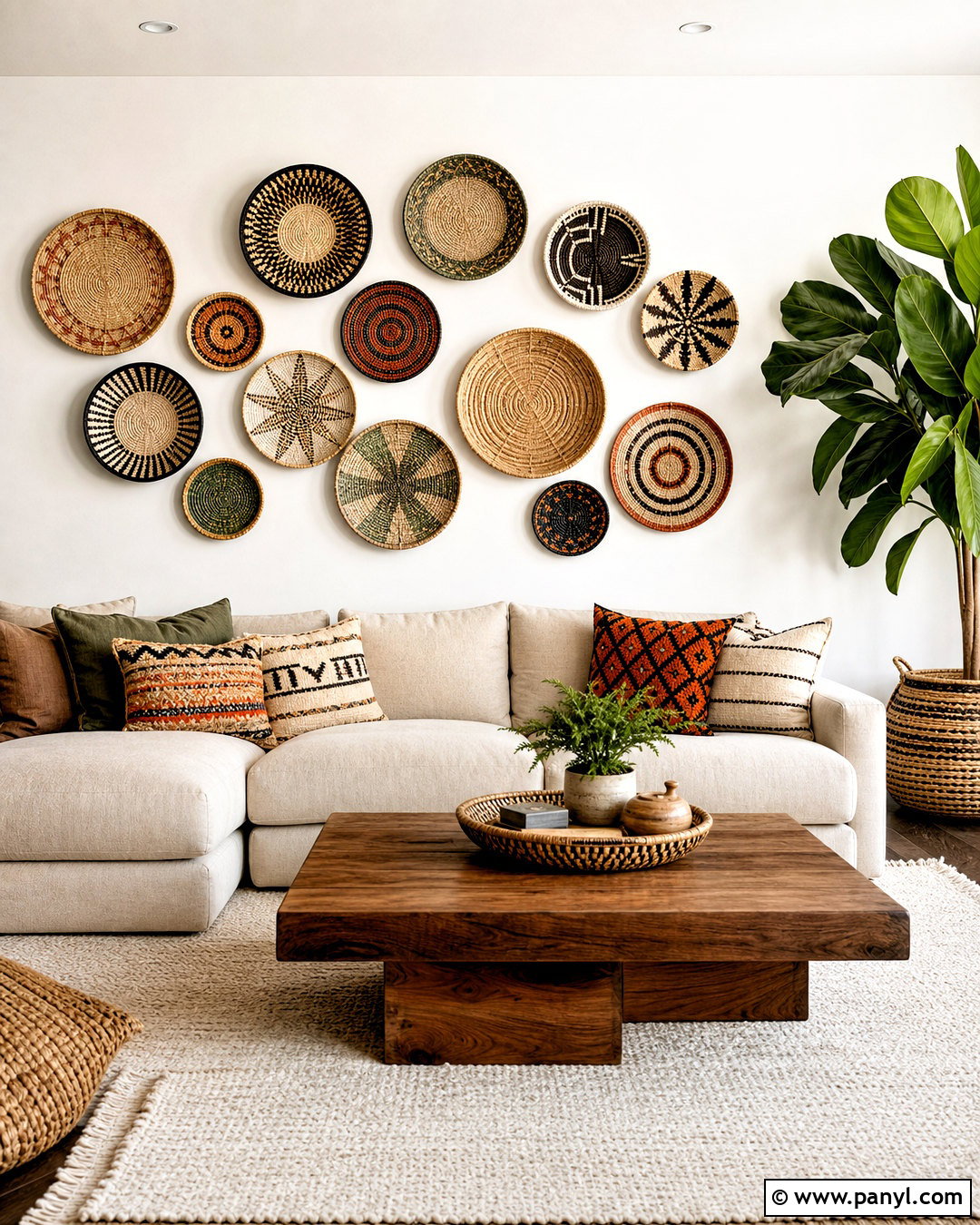 Eclectic Wall With Baskets - 20 eclectic wall ideas