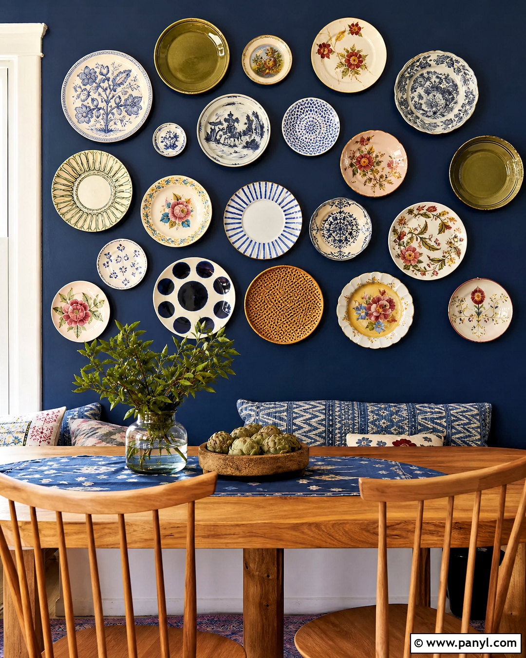 Eclectic Wall With Plates - 20 eclectic wall ideas