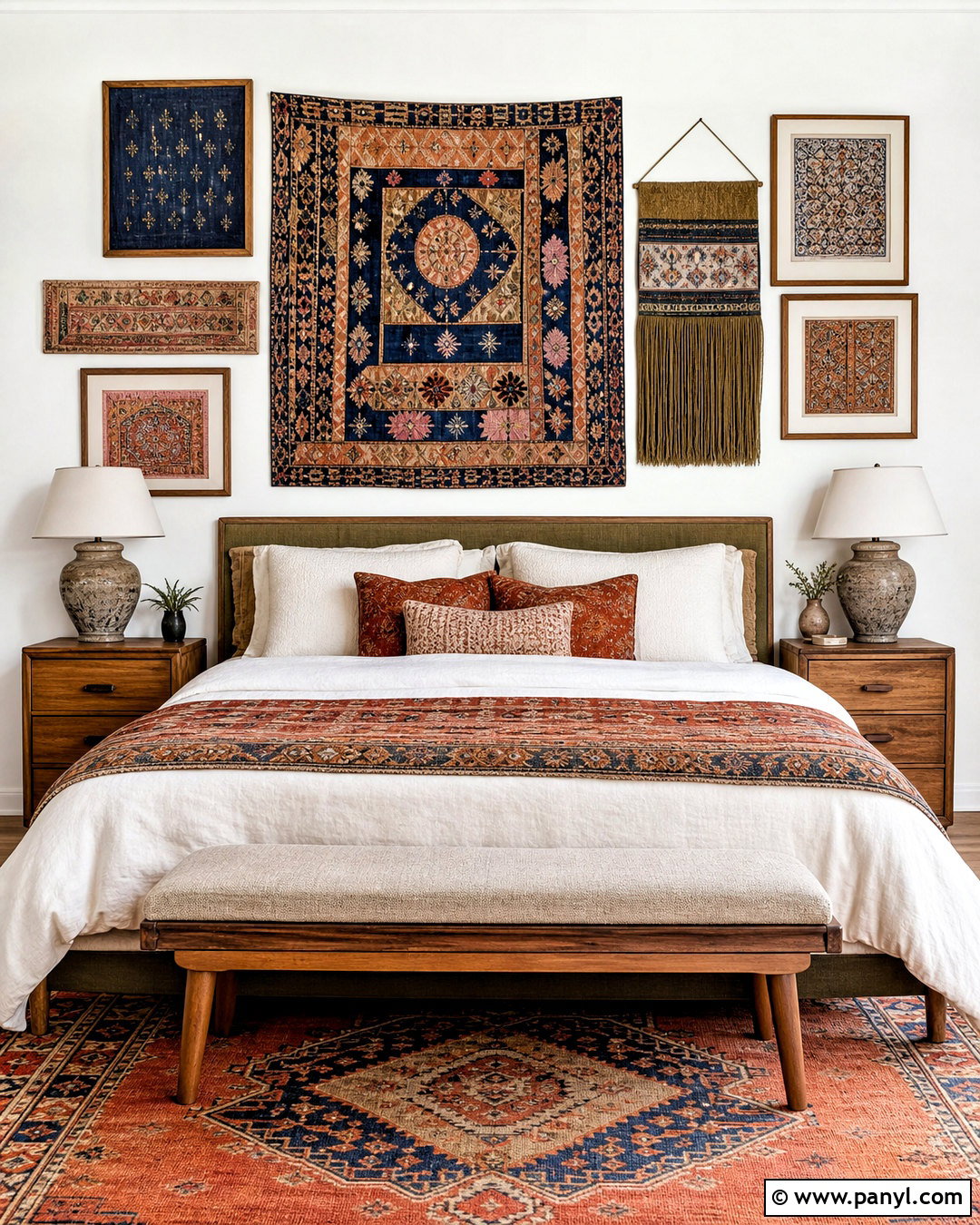 Eclectic Wall With Textiles - 20 eclectic wall ideas