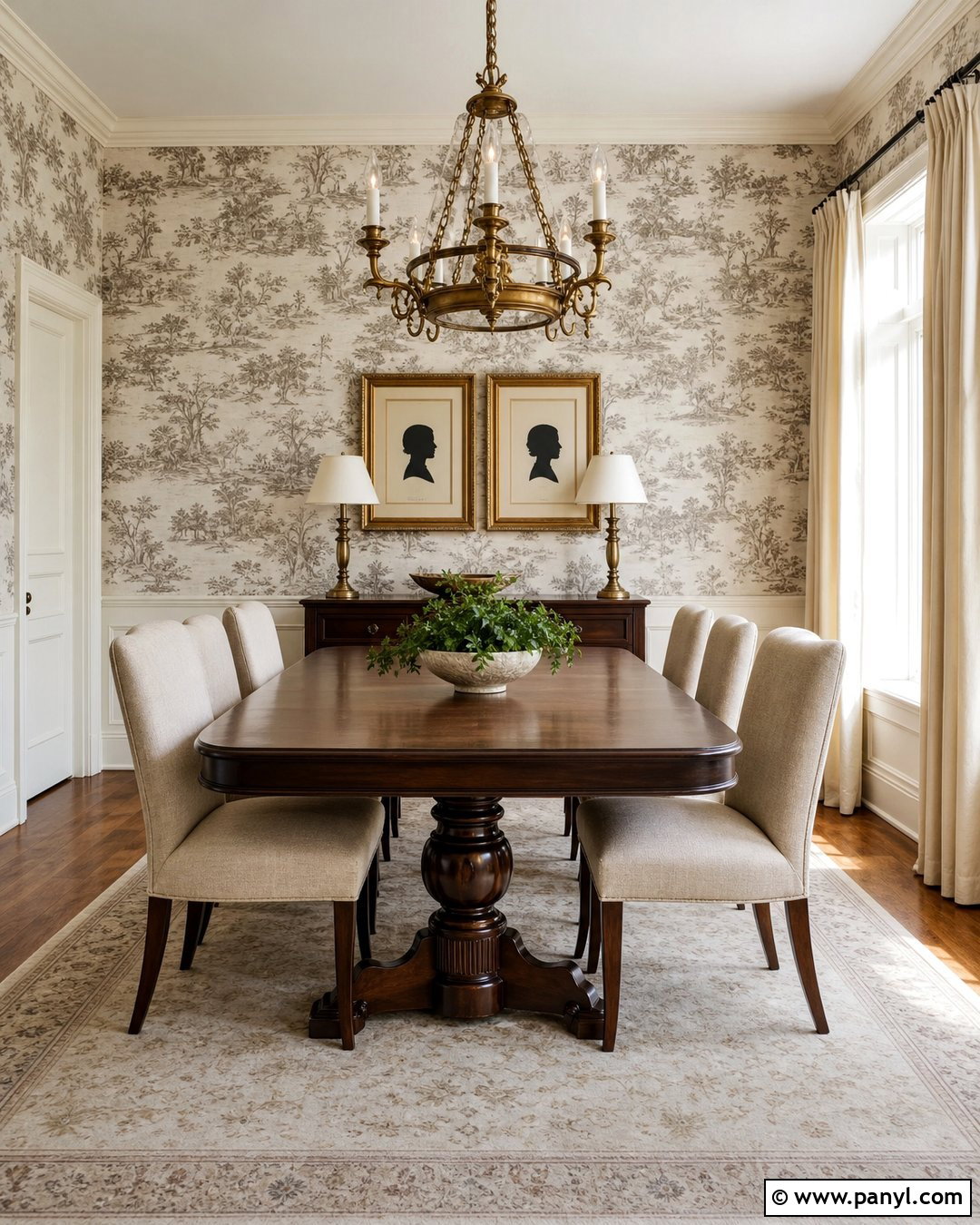 Ecru Toile Wallpaper Dining Room - 30 neutral colors wallpaper ideas
