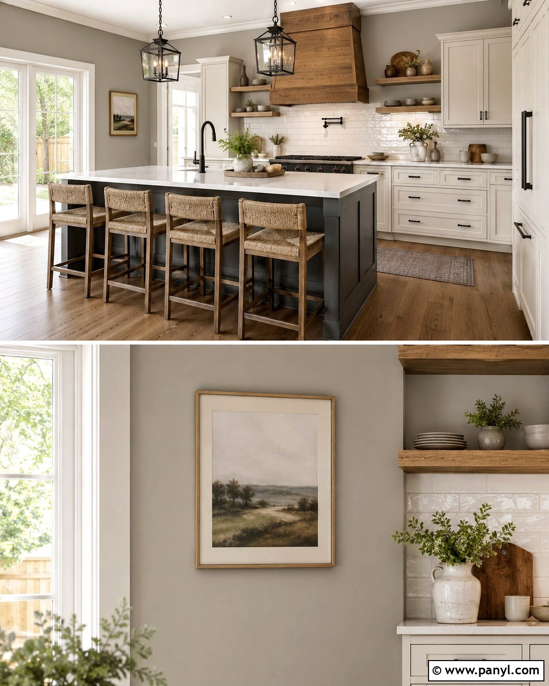 Edgecomb Gray Kitchen Walls In A Farmhouse Kitchen - 20 Edgecomb Gray Kitchen Walls