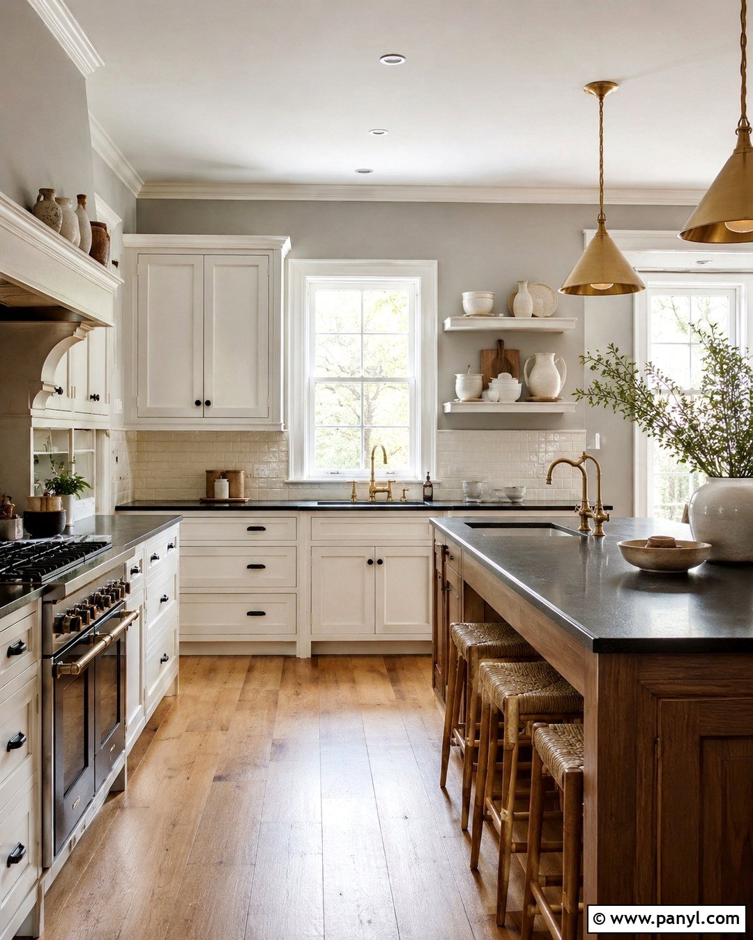 Edgecomb Gray Kitchen Walls With Black Countertops - 20 Edgecomb Gray Kitchen Walls