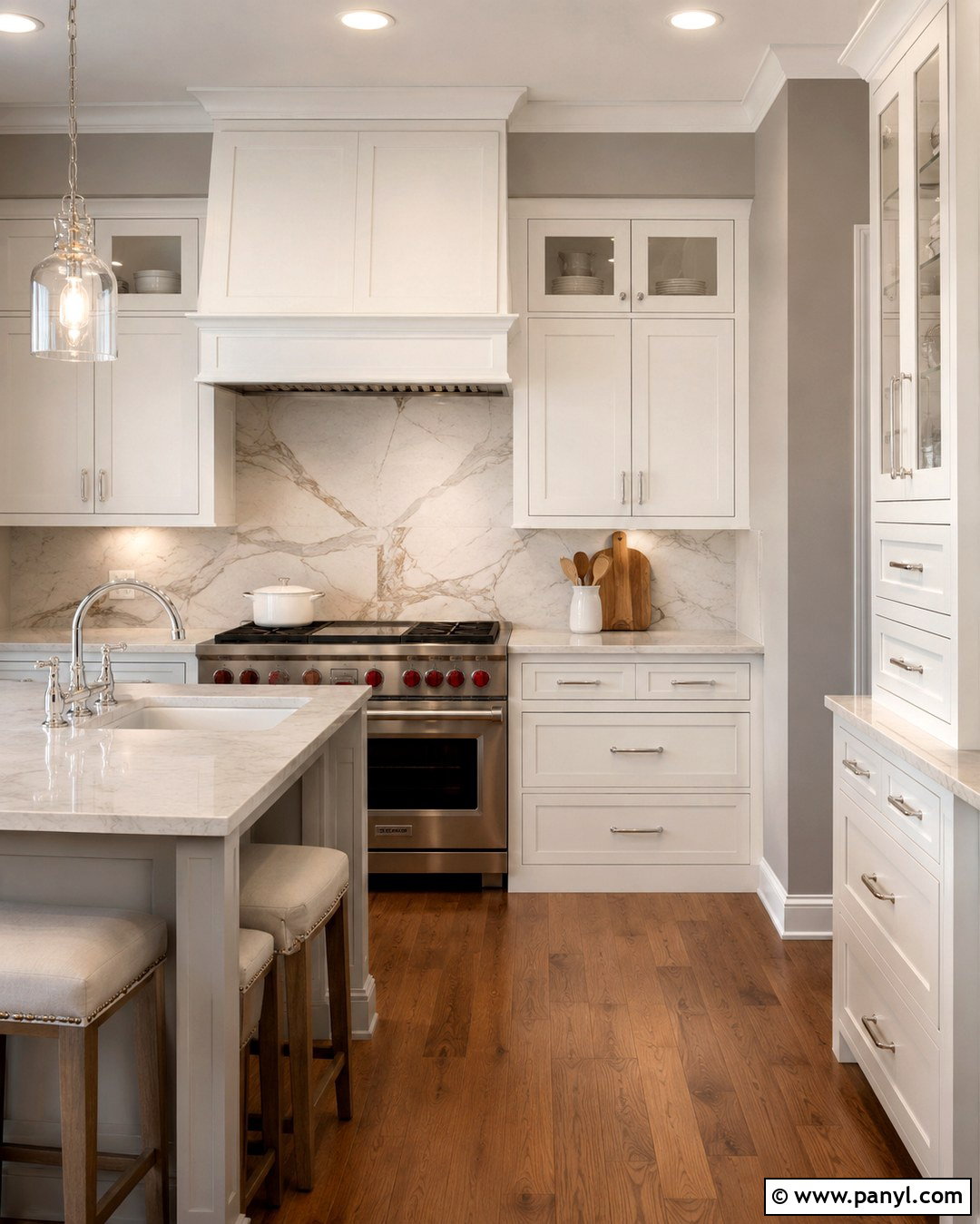 Edgecomb Gray Kitchen Walls With Marble Backsplash - 20 Edgecomb Gray Kitchen Walls