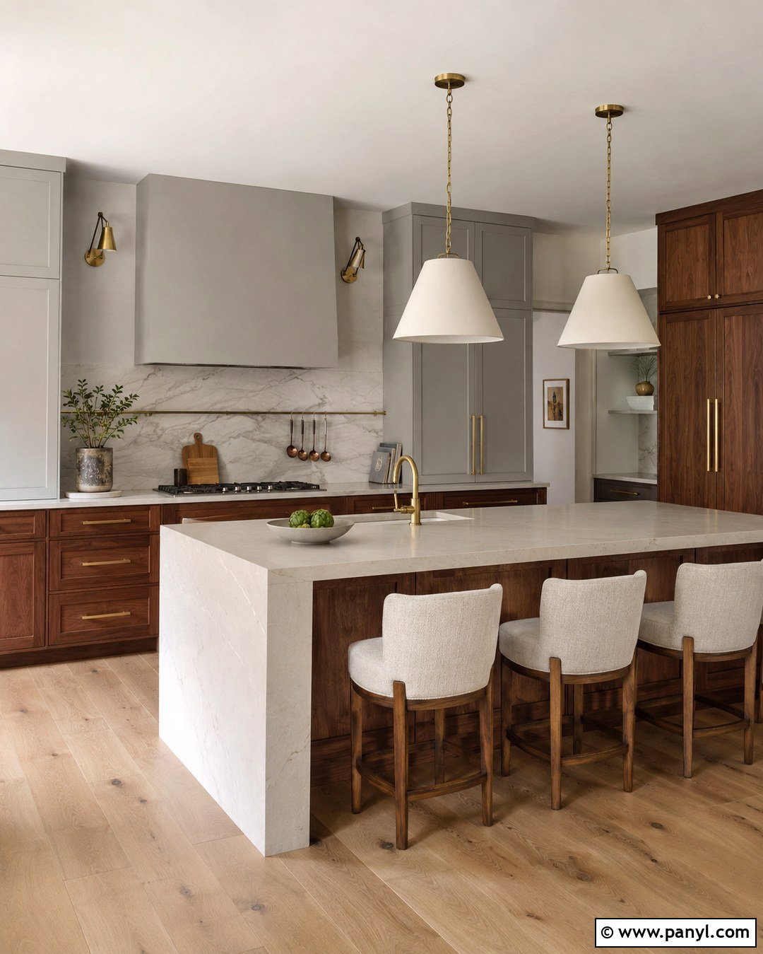 Edgecomb Gray Kitchen Walls With Walnut Cabinets - 20 Edgecomb Gray Kitchen Walls