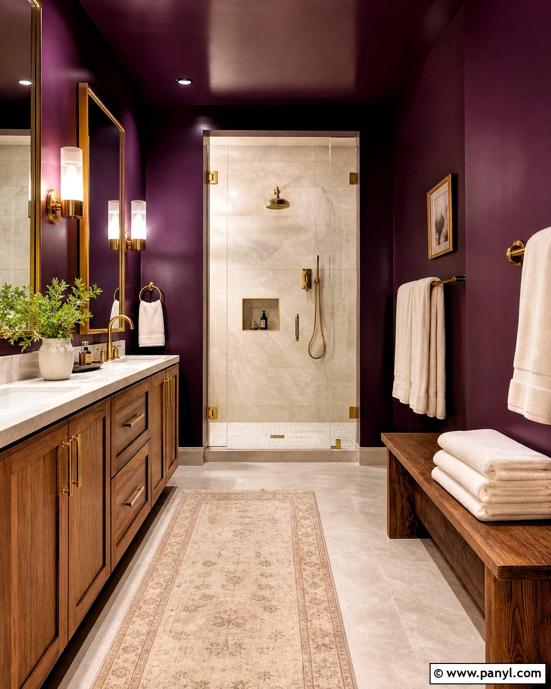 Eggplant And Brass Bathroom - 20 purple bathroom ideas