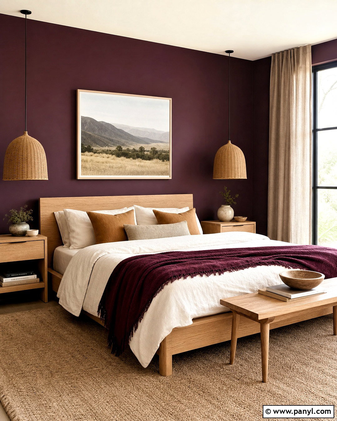 Eggplant Bedroom With Natural Wood - 20 eggplant bedroom ideas
