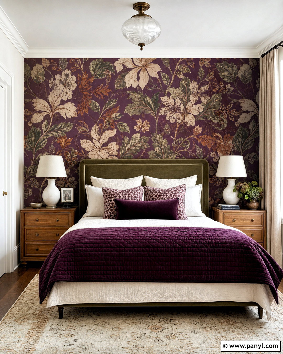 Eggplant Bedroom With Wallpaper - 20 eggplant bedroom ideas