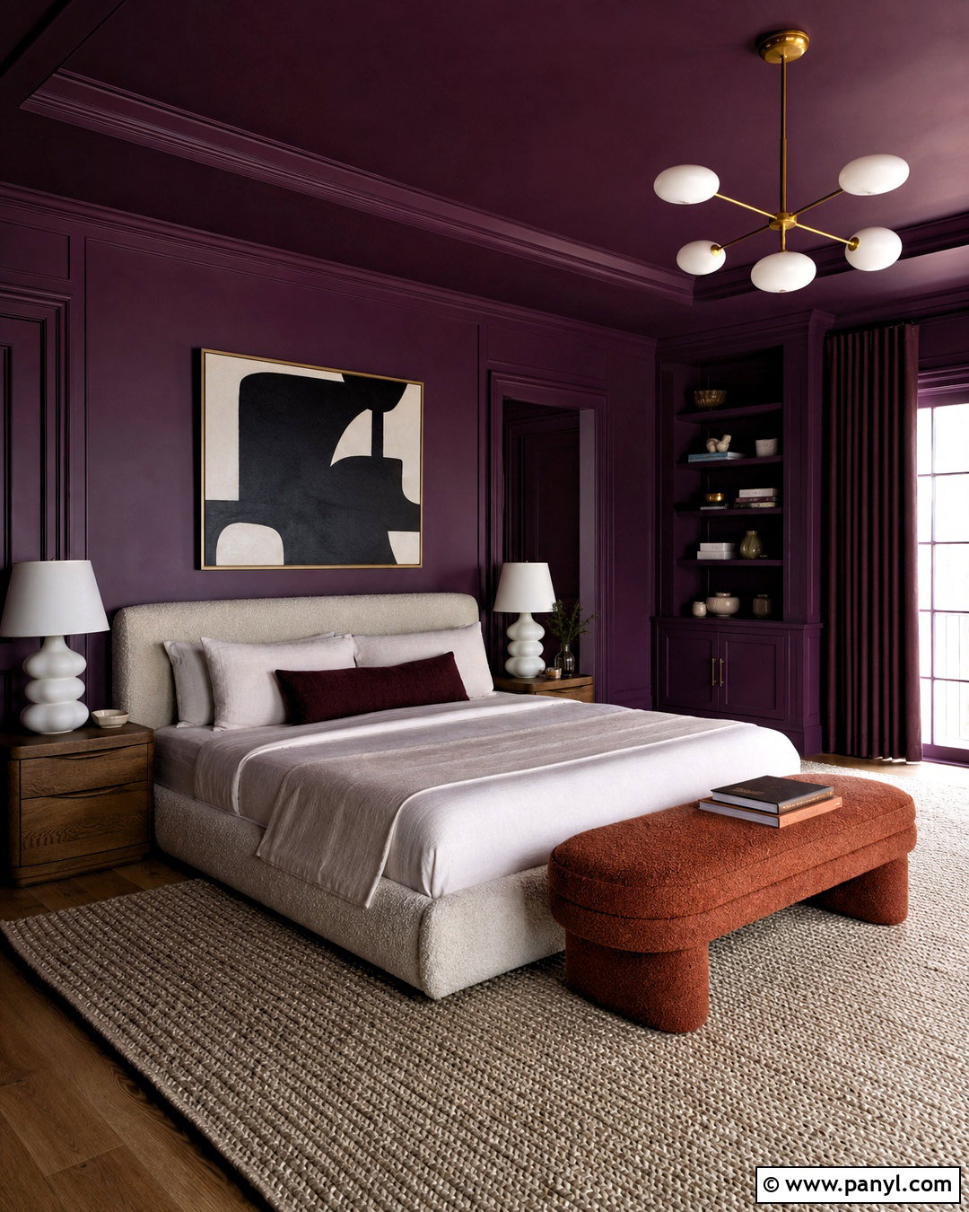 Eggplant Color Drenched Bedroom - 20 eggplant bedroom ideas