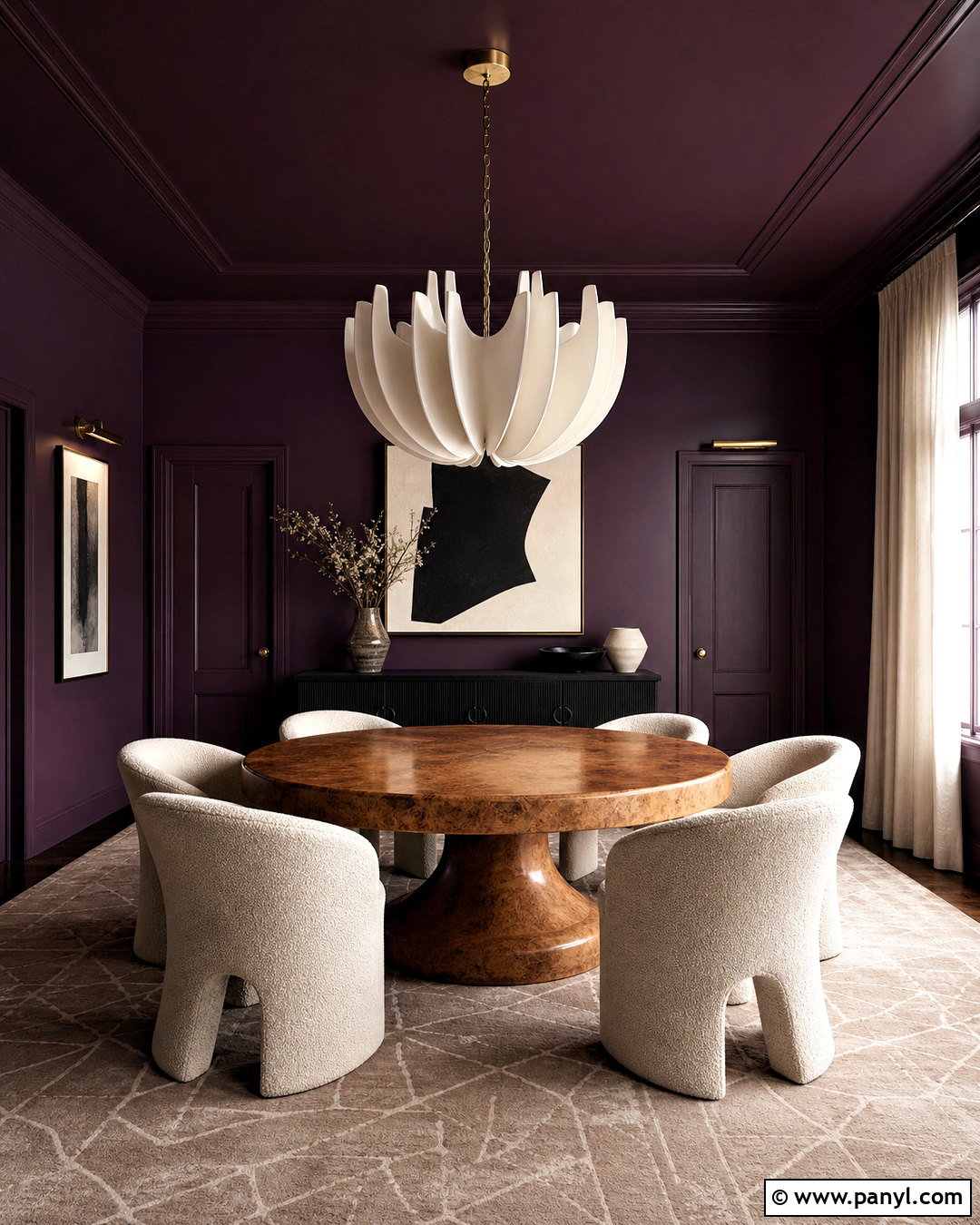 Eggplant Color-Drenched Dining Room - 20 purple dining room ideas