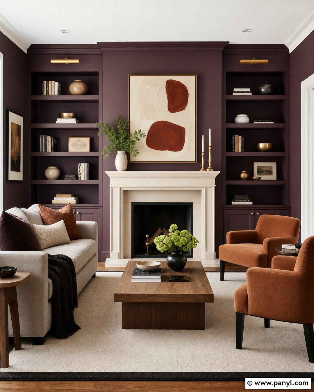 Eggplant Fireplace Wall - 20 Eggplant Walls